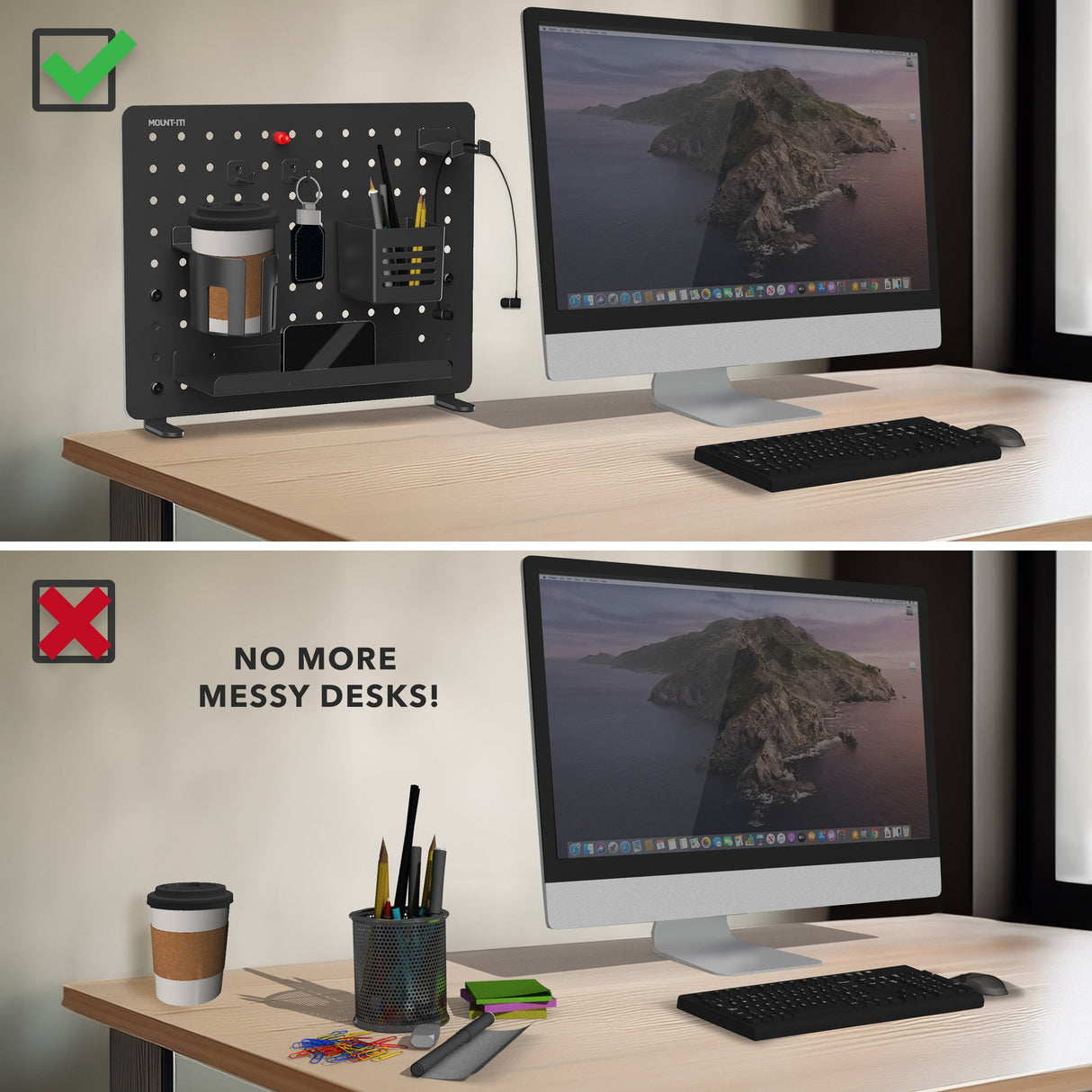Desk Accessories - Clamp-on Pegboard Organizer - Mount-It! -