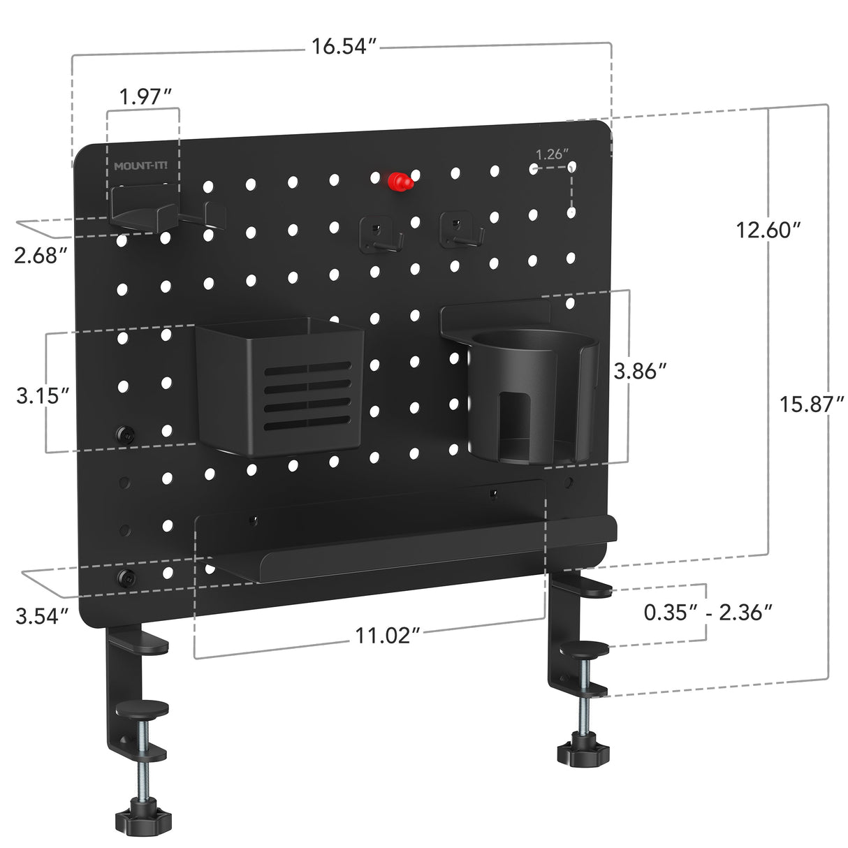 Desk Accessories - Clamp-on Pegboard Organizer - Mount-It! -