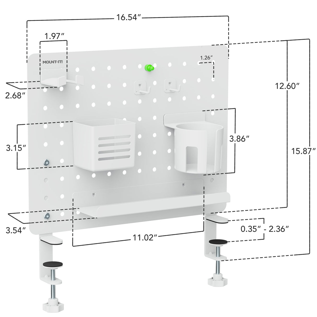 Desk Accessories - Clamp-on Pegboard Organizer - Mount-It! -