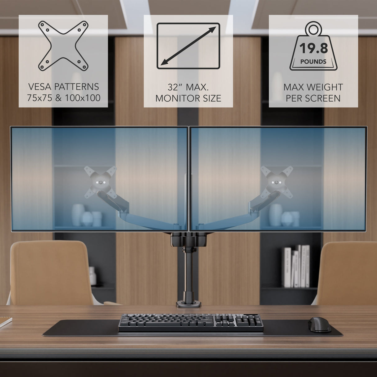Monitor Mount - CLiX Series Full Motion Dual Monitor Desk Mount - Mount-It! -