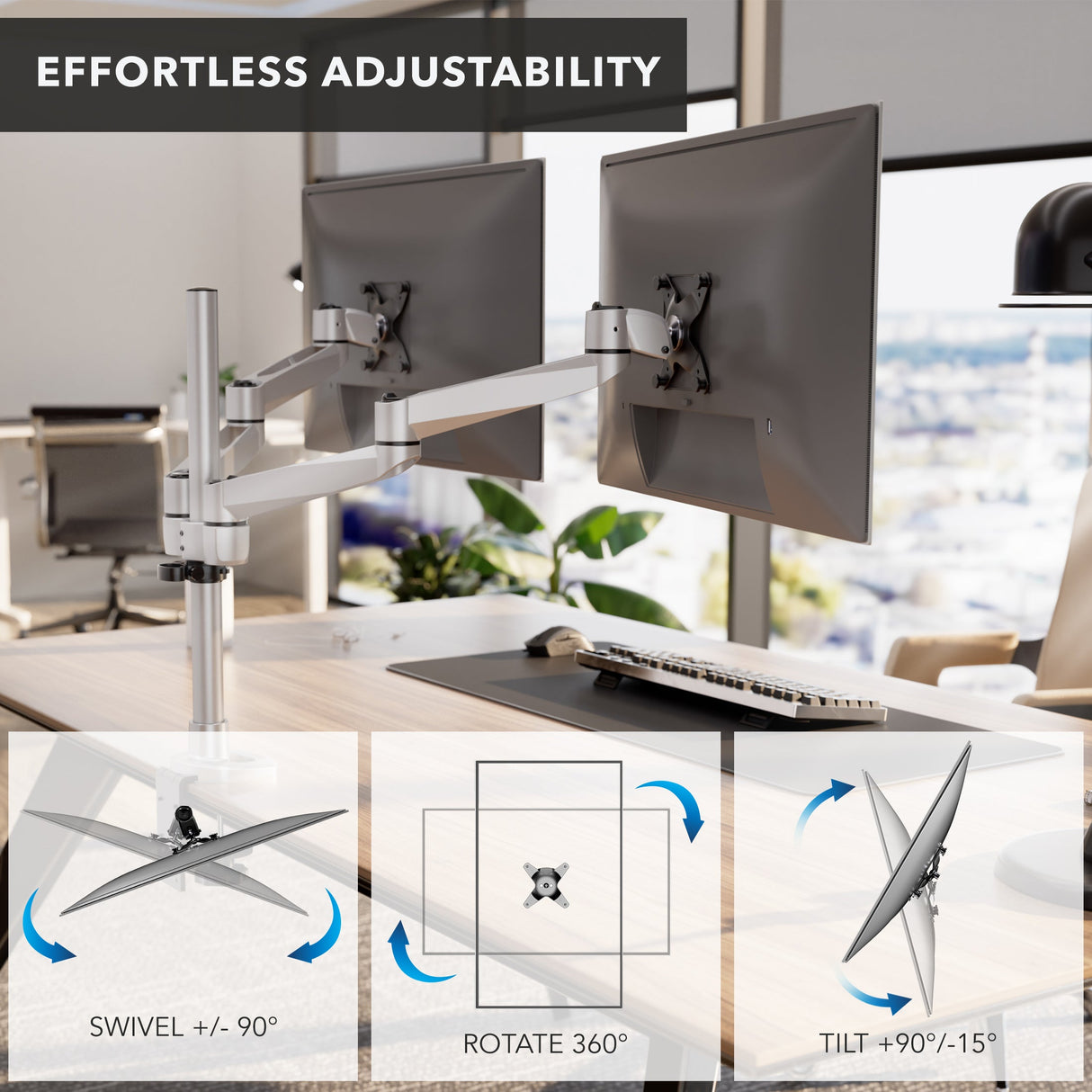 Monitor Mount - CLiX Series Full Motion Dual Monitor Desk Mount - Mount-It! -