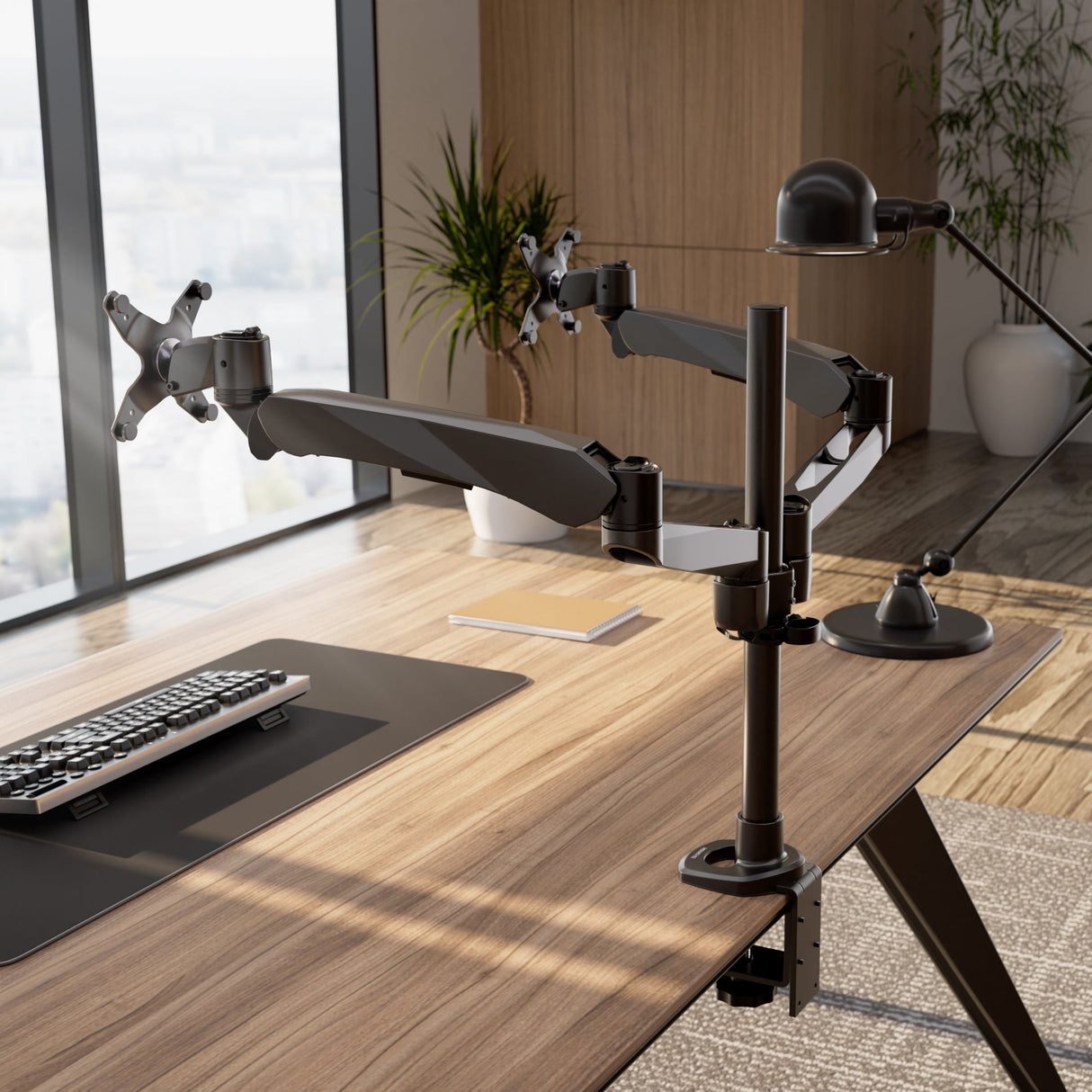Monitor Mount - CLiX Series Full Motion Dual Monitor Desk Mount with Gas Spring Arms - Mount-It! -