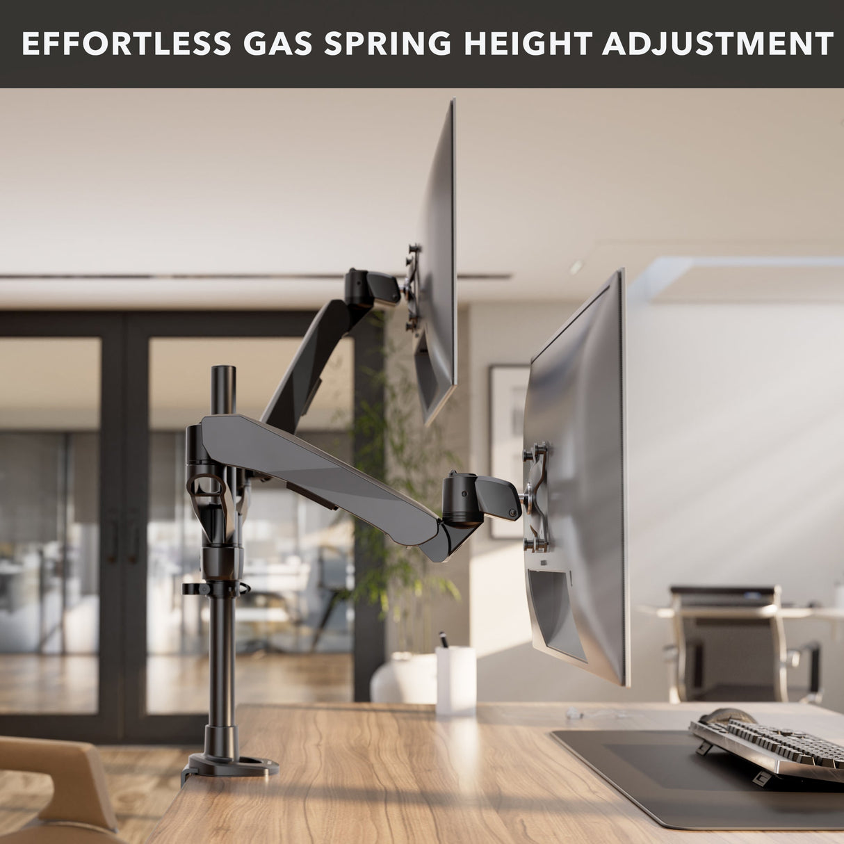 Monitor Mount - CLiX Series Full Motion Dual Monitor Desk Mount with Gas Spring Arms - Mount-It! -
