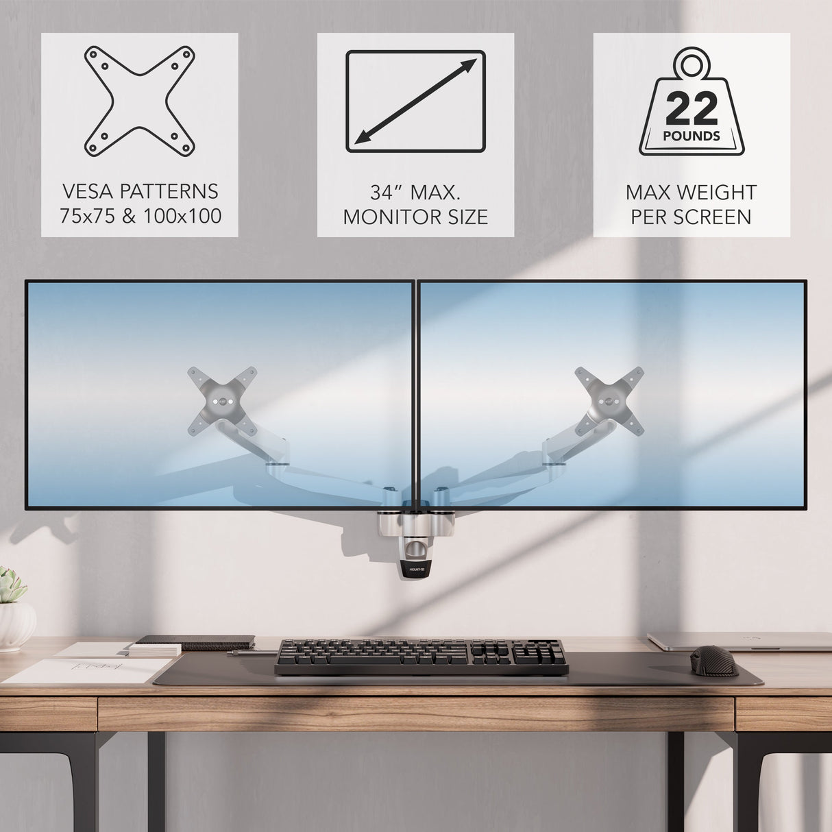 Monitor Mount - CLiX Series Full Motion Dual Monitor Wall Mount - Mount-It! -