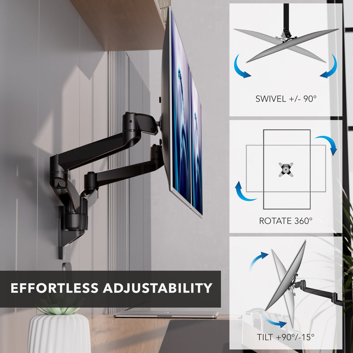 Monitor Mount - CLiX Series Full Motion Dual Monitor Wall Mount - Mount-It! -