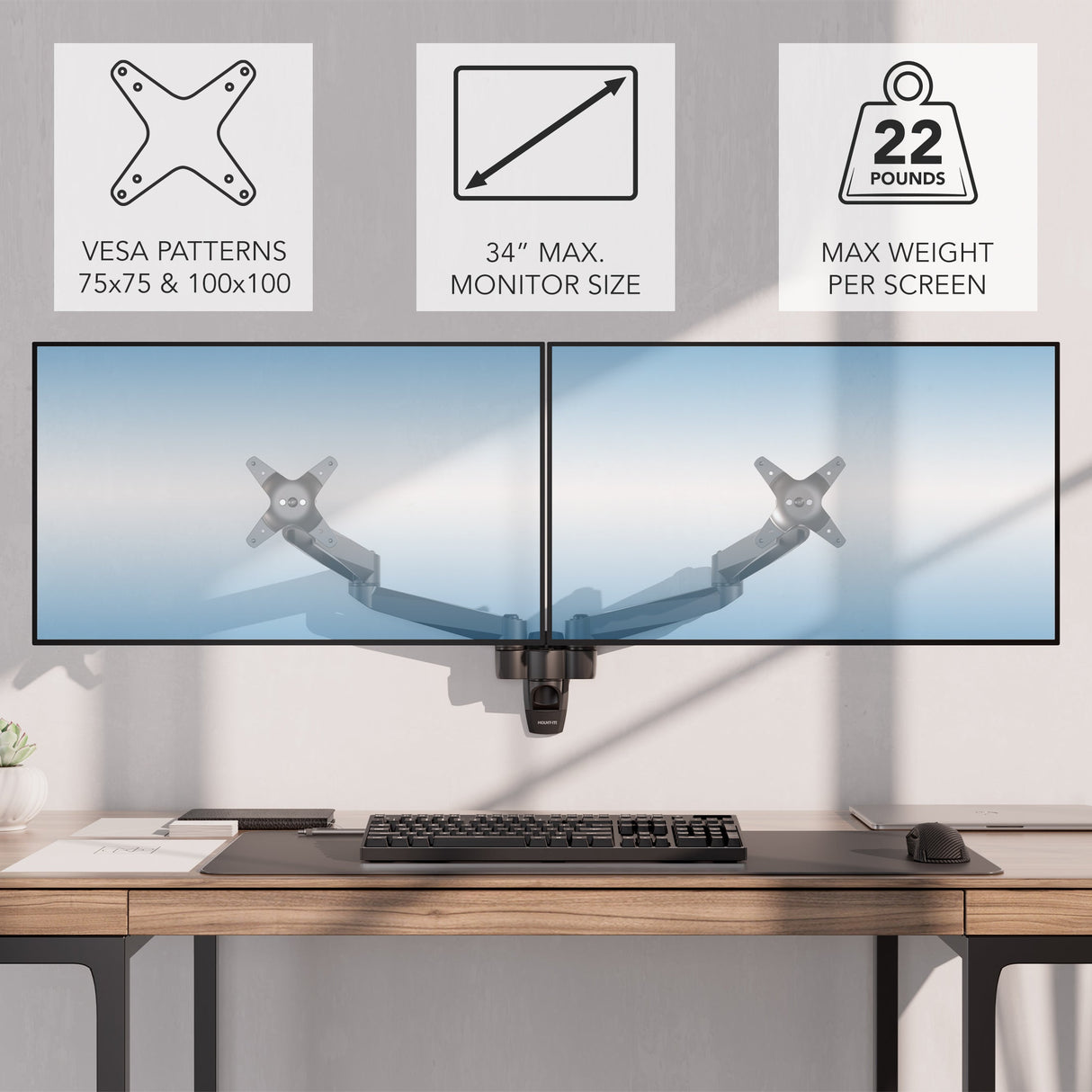 Monitor Mount - CLiX Series Full Motion Dual Monitor Wall Mount - Mount-It! -