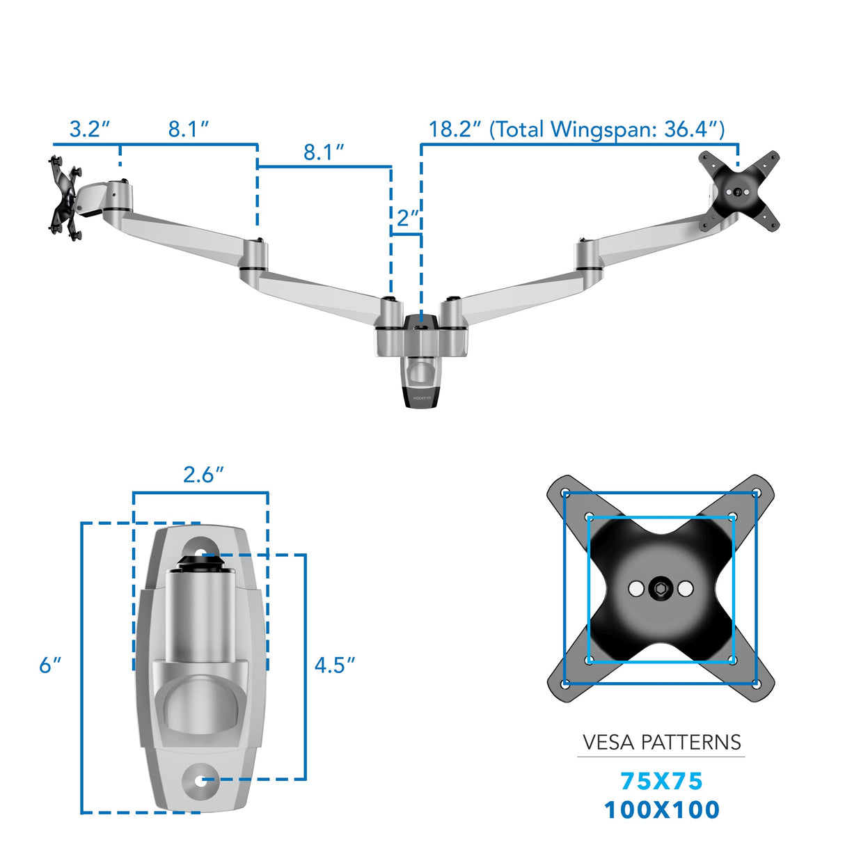 Monitor Mount - CLiX Series Full Motion Dual Monitor Wall Mount - Mount-It! -