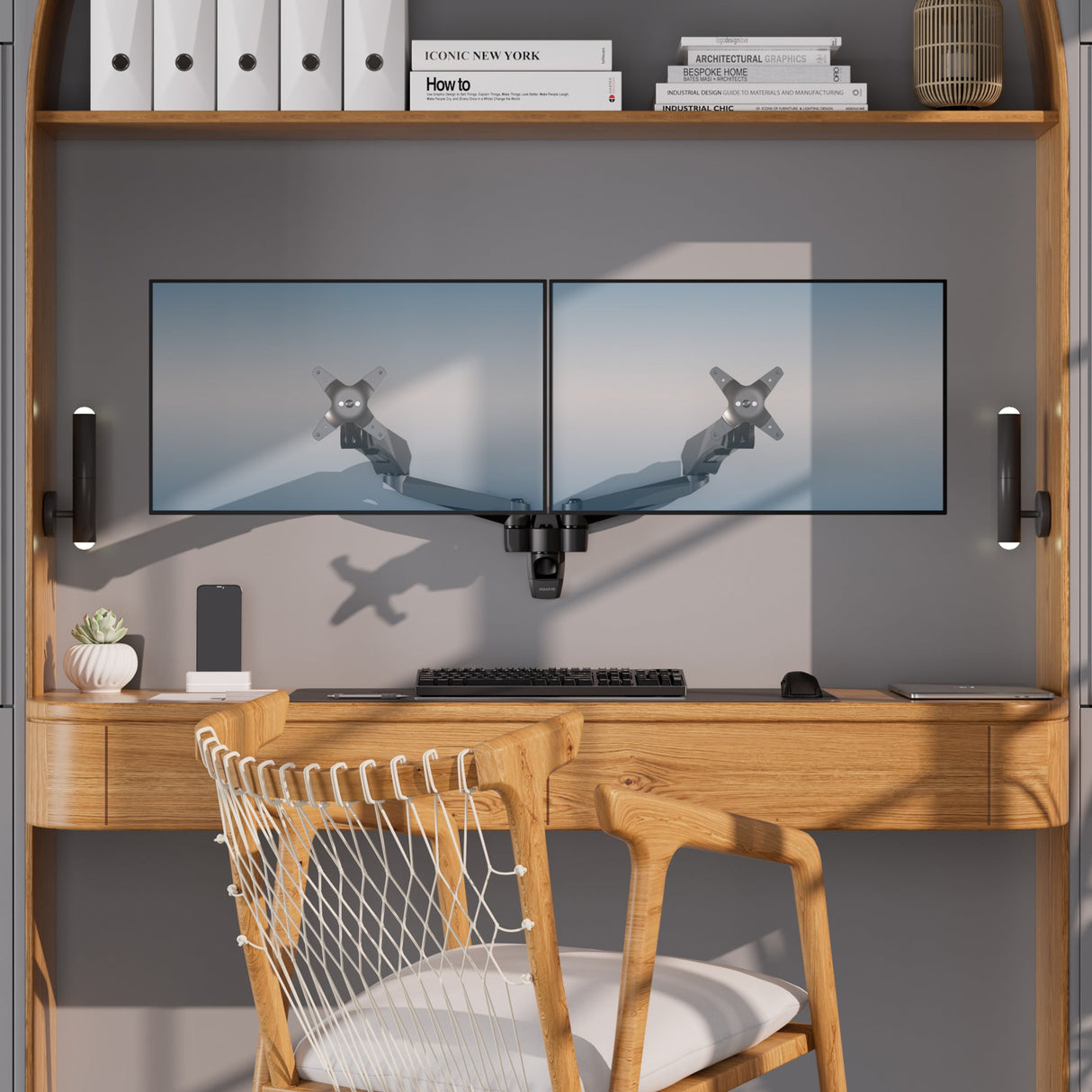 Monitor Mount - CLiX Series Full Motion Dual Monitor Wall Mount with Gas Spring Arms - Mount-It! -