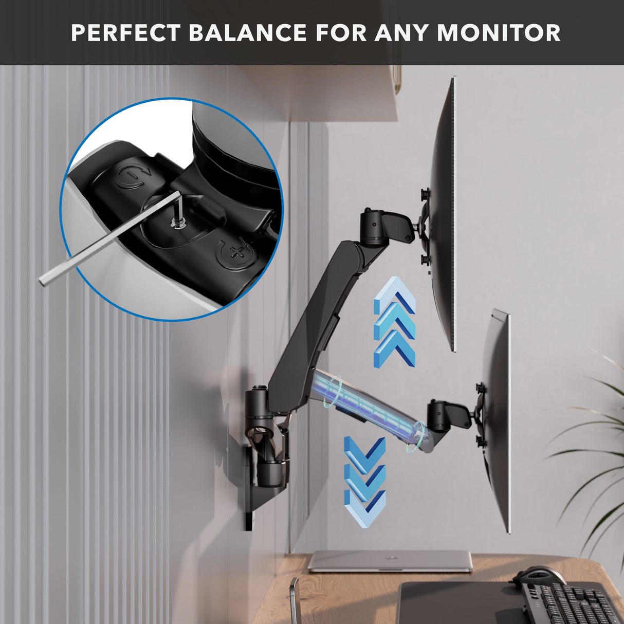 Monitor Mount - CLiX Series Full Motion Dual Monitor Wall Mount with Gas Spring Arms - Mount-It! -