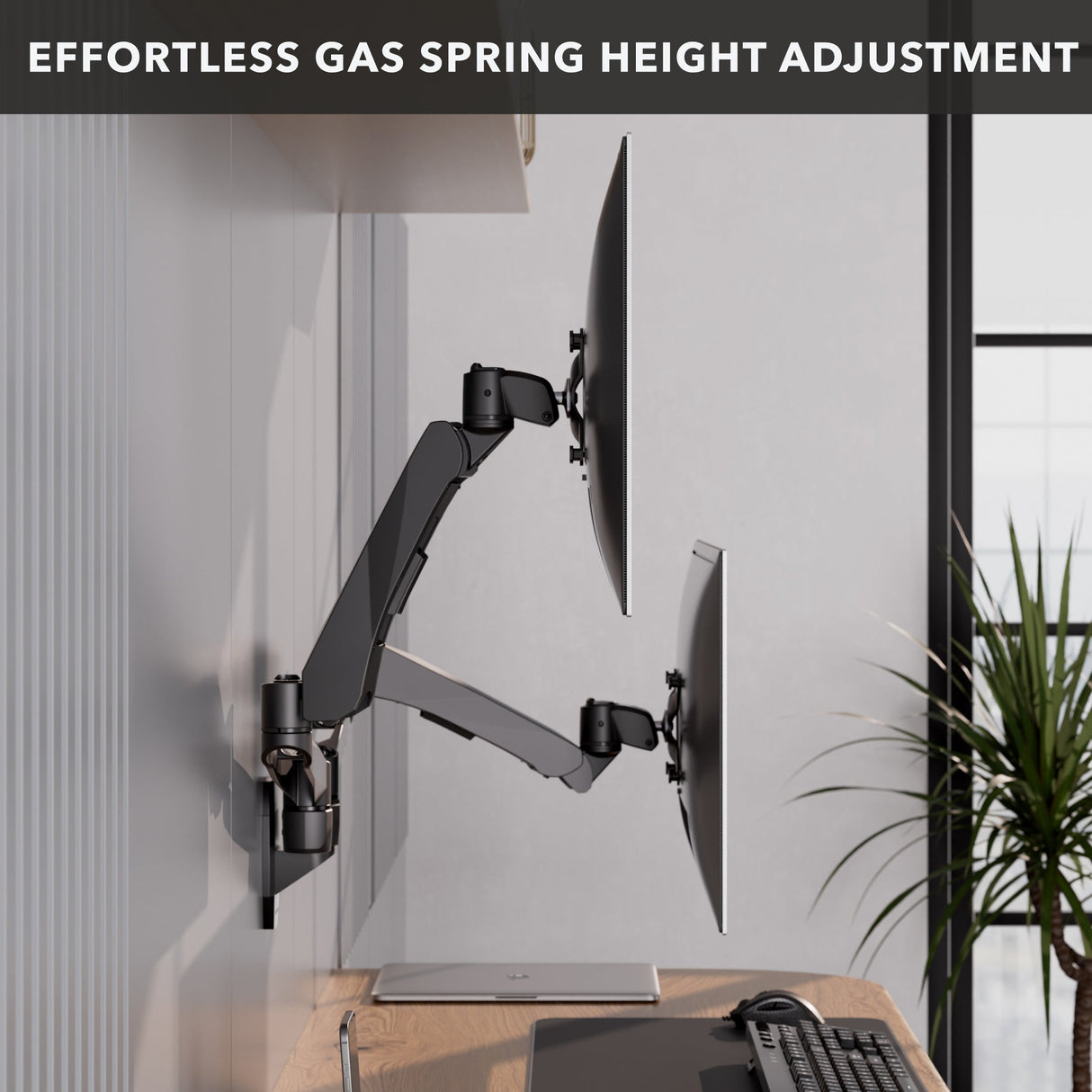 Monitor Mount - CLiX Series Full Motion Dual Monitor Wall Mount with Gas Spring Arms - Mount-It! -