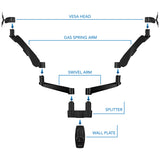 Monitor Mount - CLiX Series Full Motion Dual Monitor Wall Mount with Gas Spring Arms - Mount-It! -
