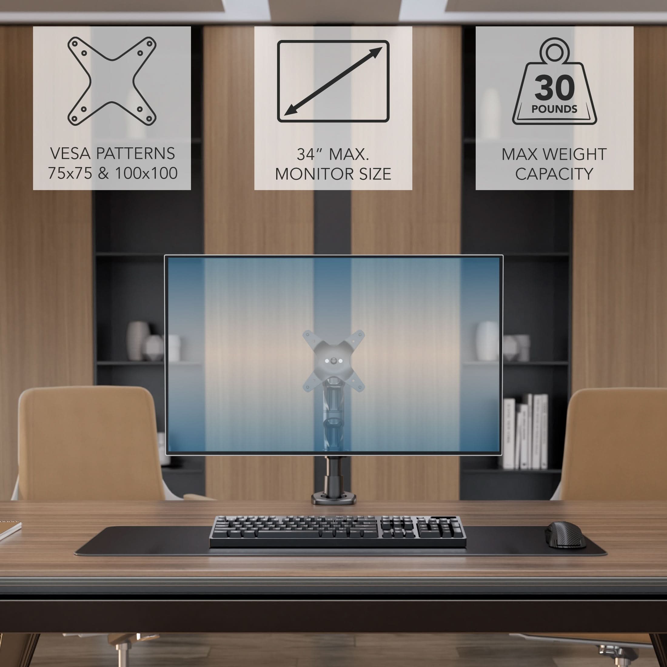 Full Motion Single Monitor Desk Mount – 13–32