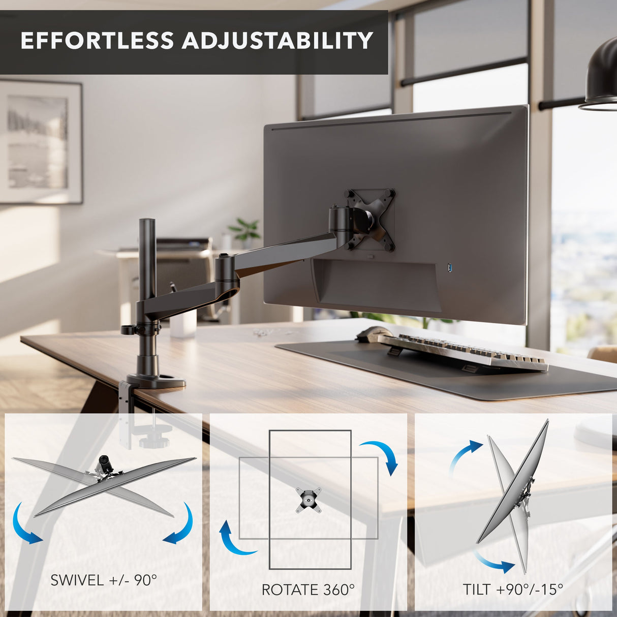 Monitor Mount - CLiX Series Full Motion Single Monitor Desk Mount - Mount-It! -