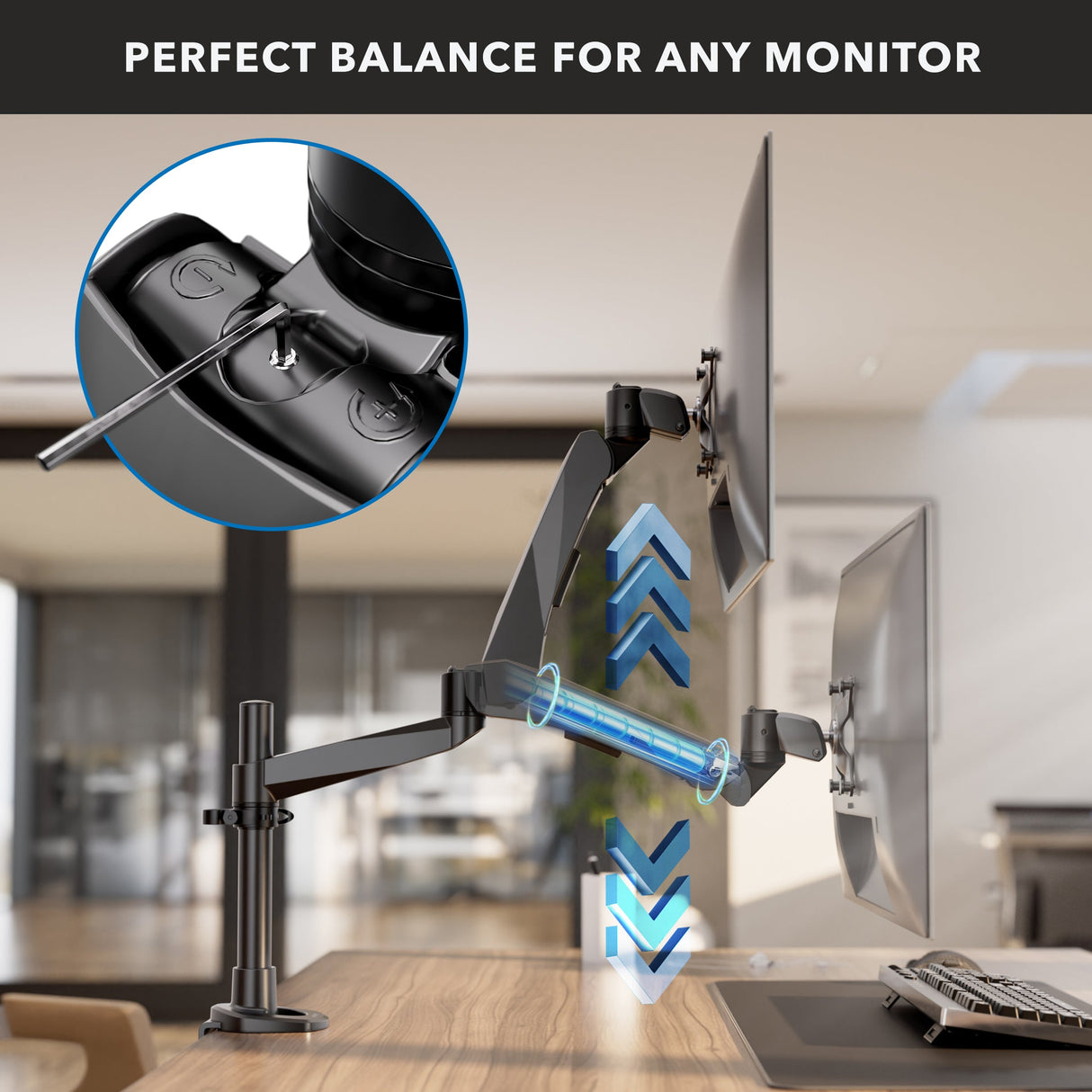 Monitor Mount - CLiX Series Full Motion Single Monitor Desk Mount with Gas Spring Arm - Mount-It! -