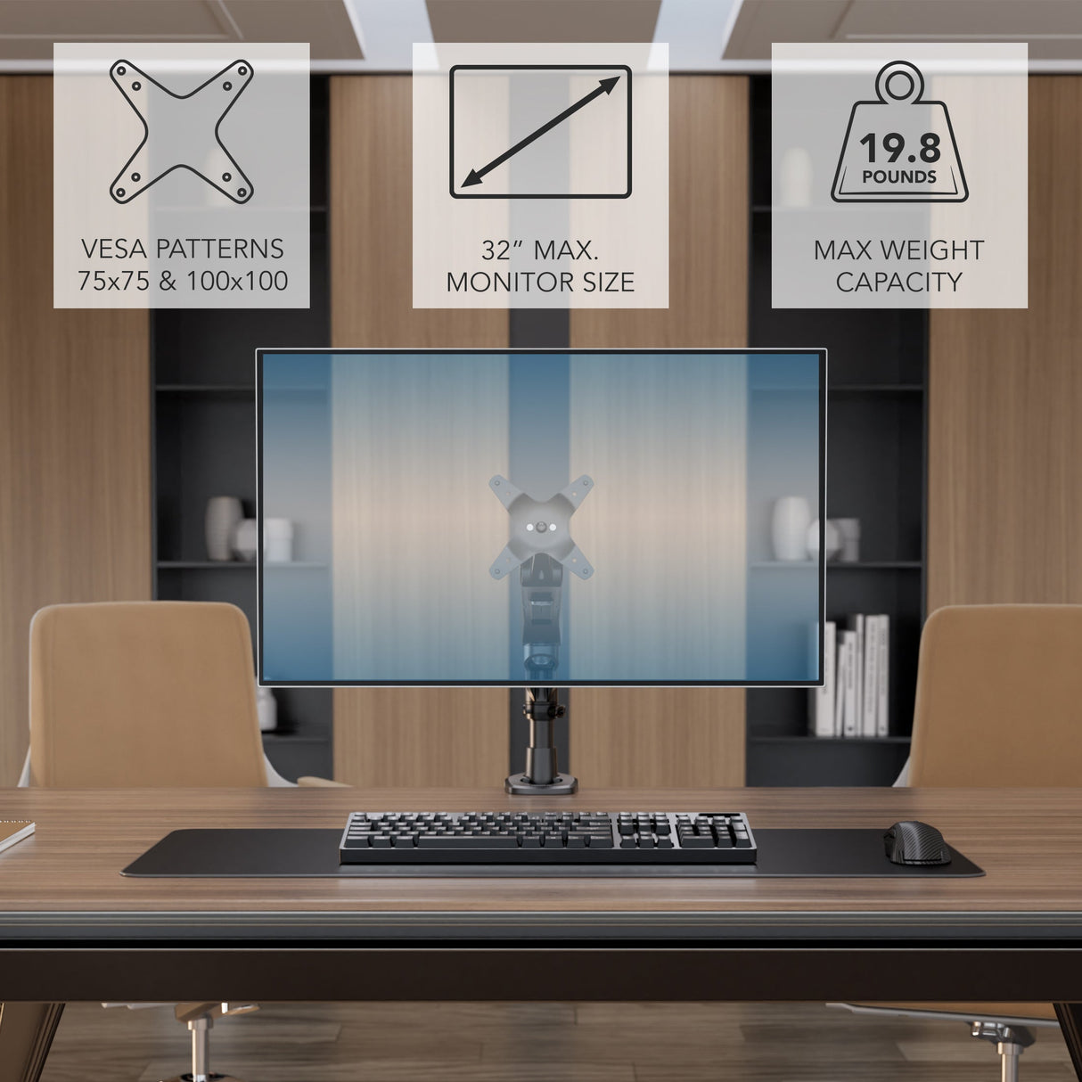 Monitor Mount - CLiX Series Full Motion Single Monitor Desk Mount with Gas Spring Arm - Mount-It! -