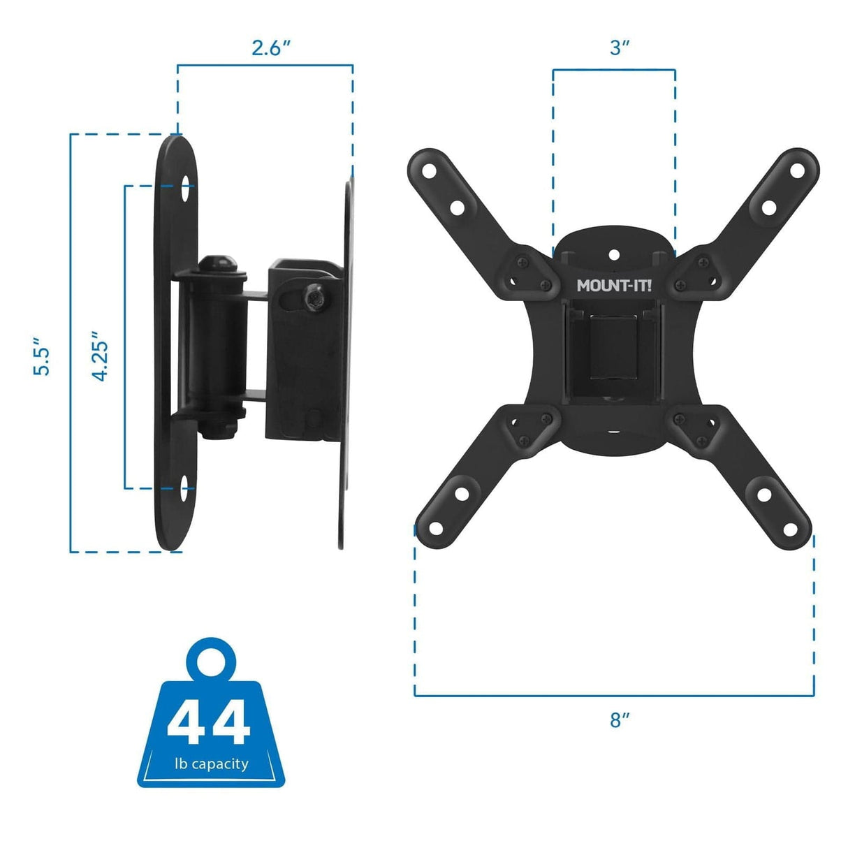 TV Mount - Compact Full Motion TV Wall Mount - for TVs up to 50" - Mount-It! - MI-2829XL