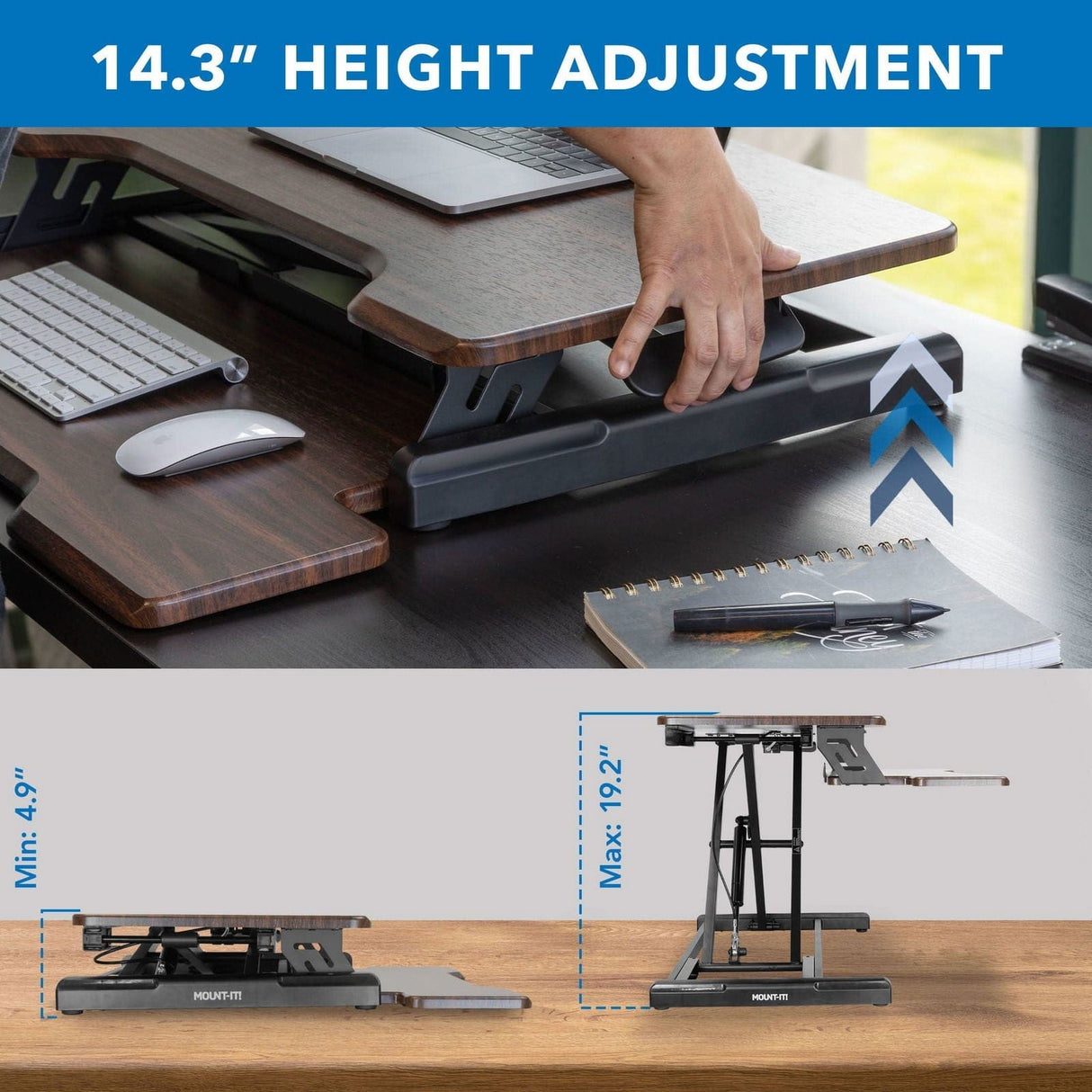 Desk Converters - Compact Standing Desk Converter with 30" Desktop - Mount-It! -