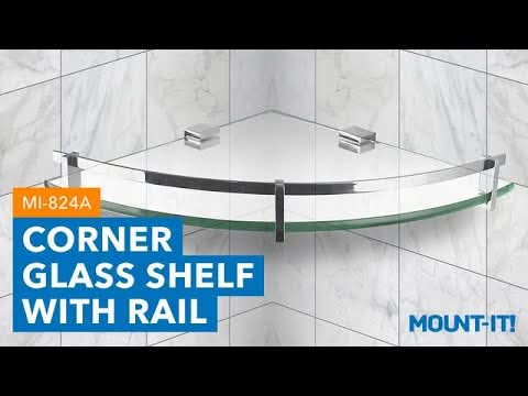 Component Shelves - Corner Glass Shelf with Chrome Rail - Mount-It! - MI-824A