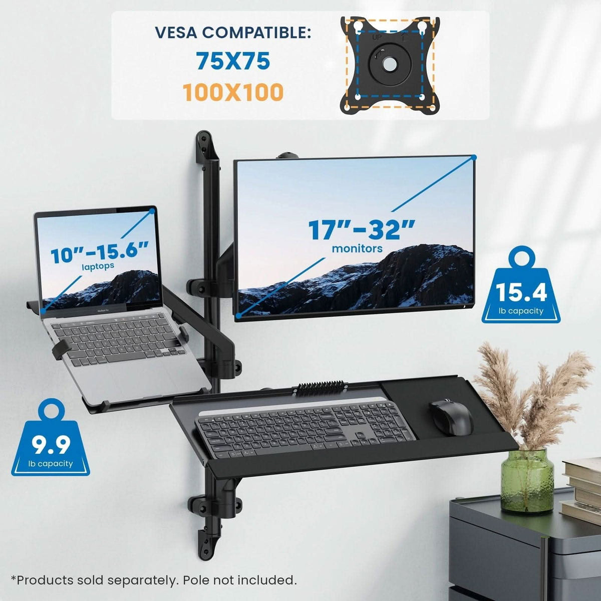 Monitor Wall Keyboard Monitor Arm Keyboard Tray Attached POS Monitor Mount With Keyboard