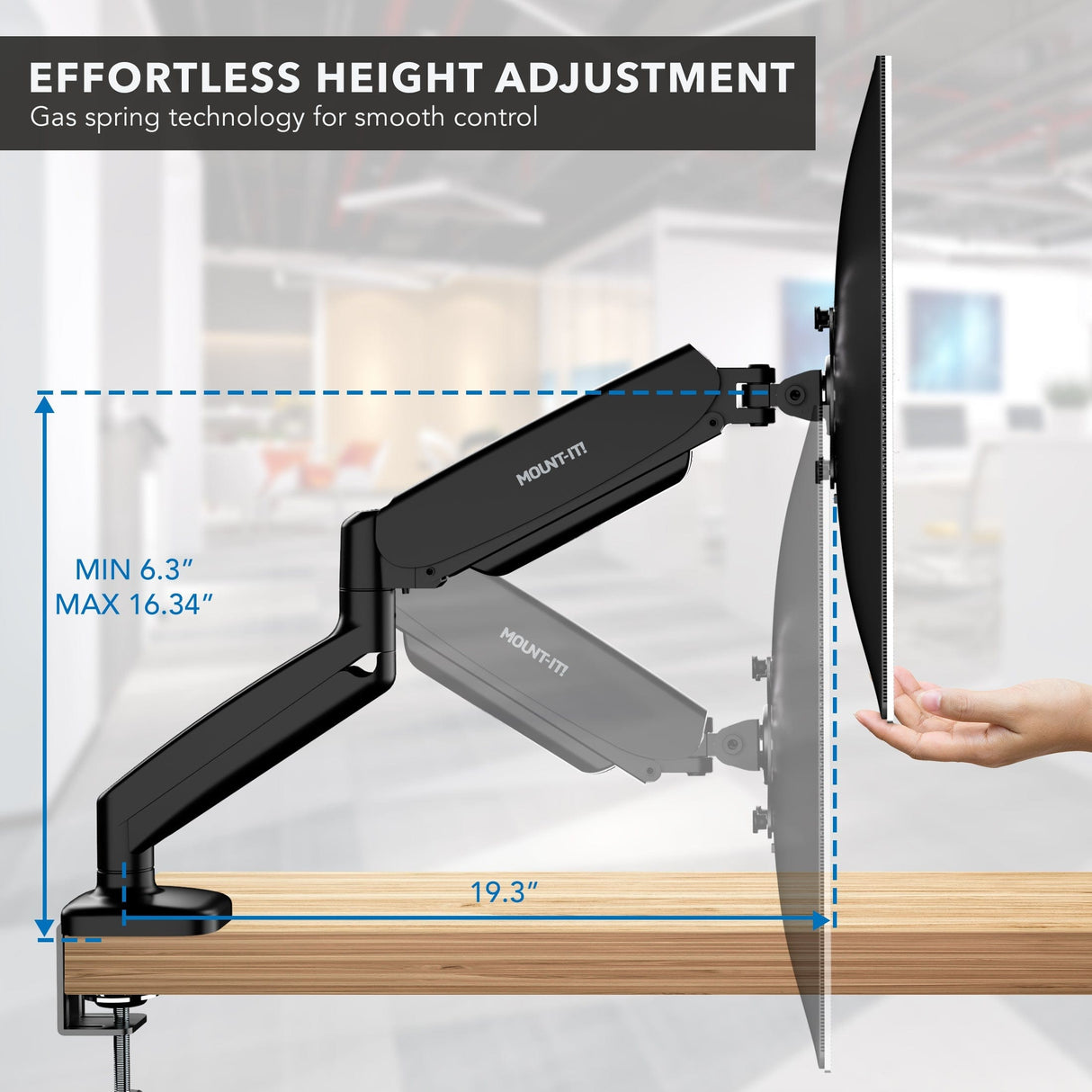 Monitor Mount - Dual Monitor Desk Mount with Gas Spring Arms - Mount-It! - MI-1882BLK