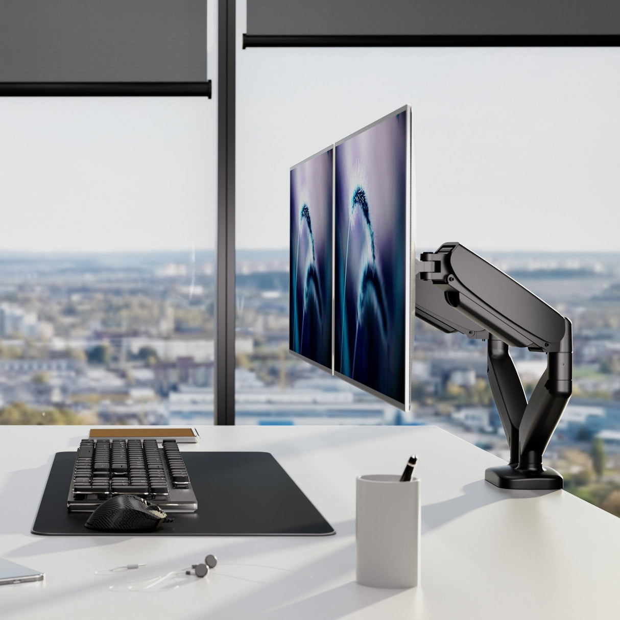 Monitor Mount - Dual Monitor Desk Mount with Gas Spring Arms - Mount-It! - MI-1882BLK