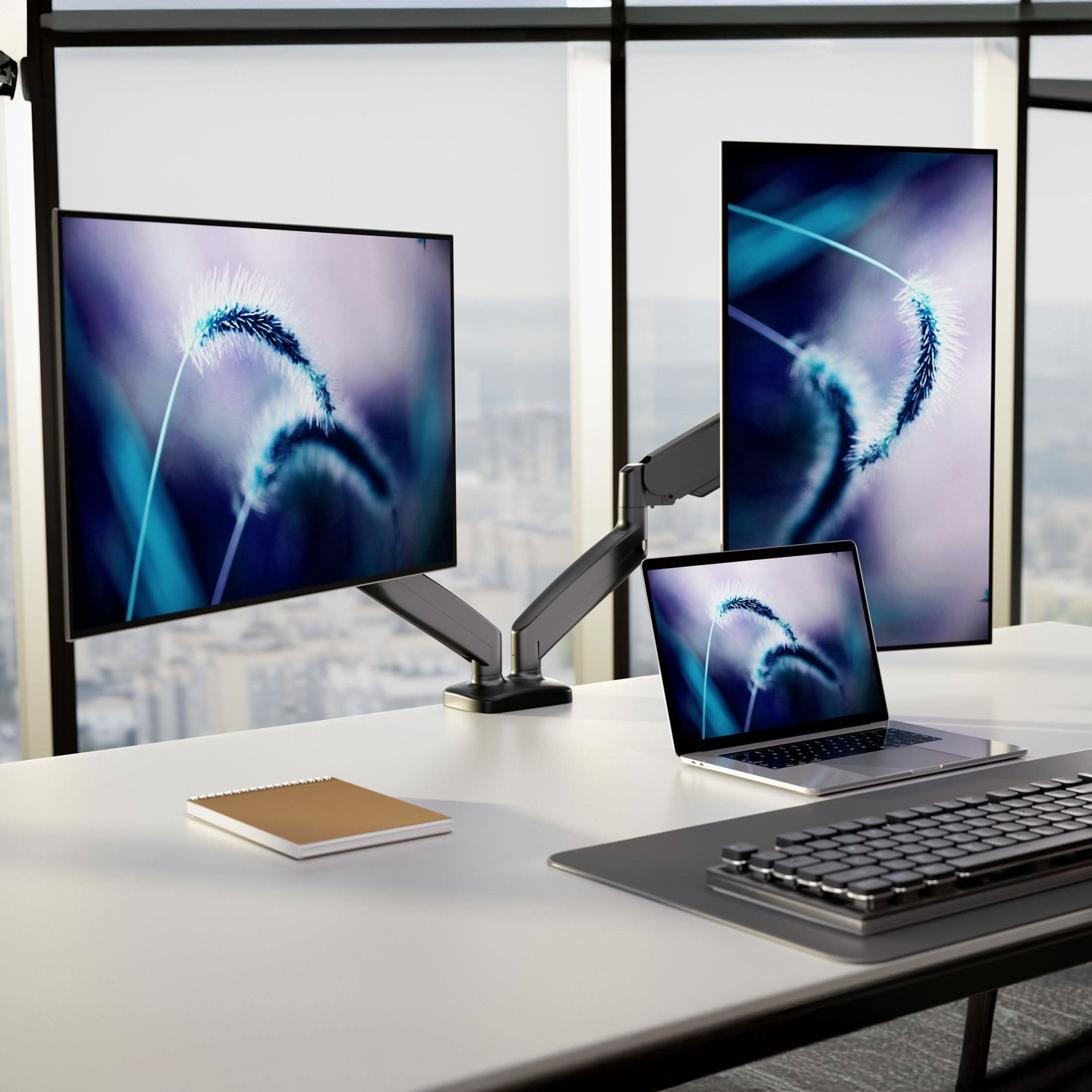 Mount-It! Dual Monitor Desk Mount with Gas Spring Arms for monitors up to 32" | holds up to 17.6 lbs per monitor | MI-1882BLK - Thumbnail 2