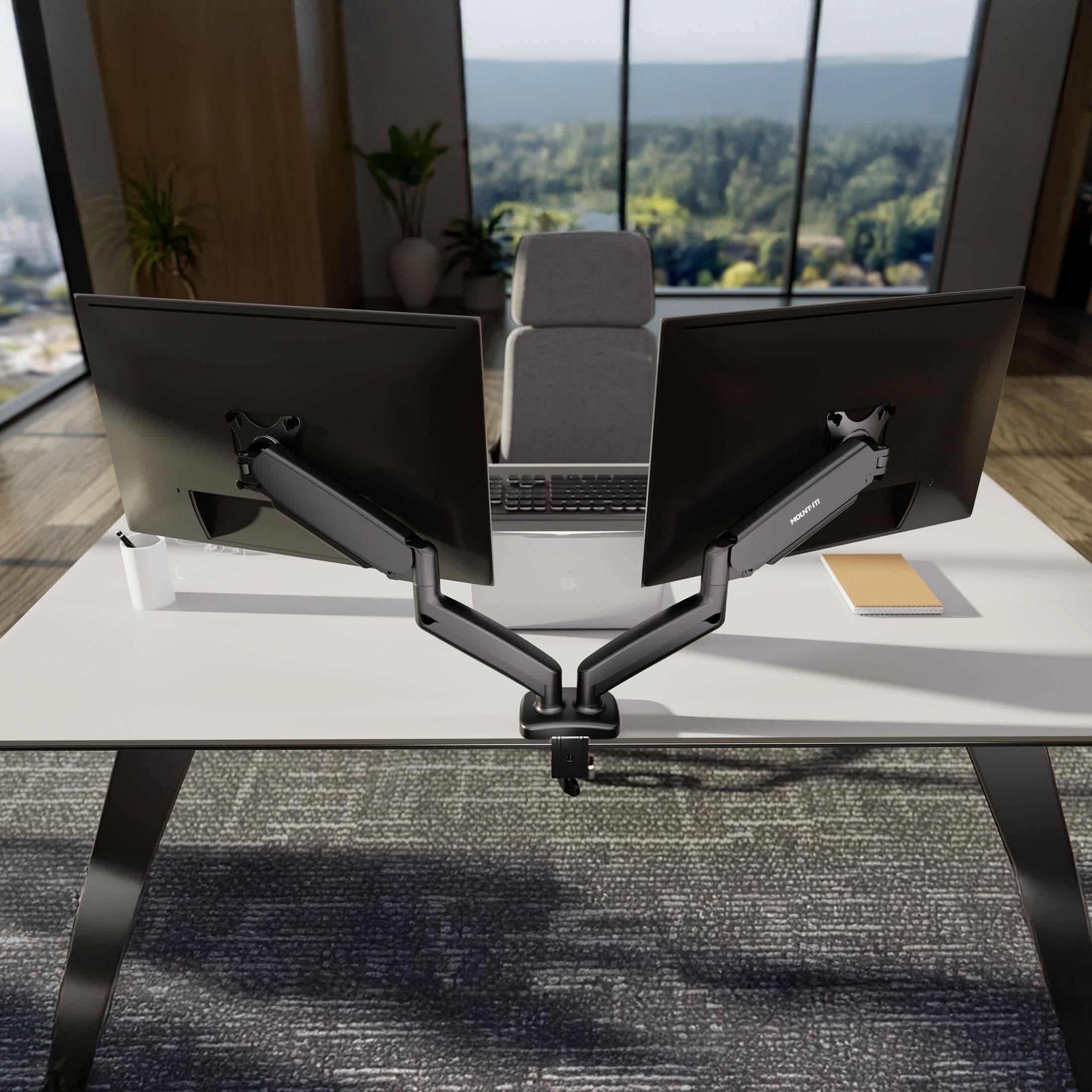 Mount-It! Dual Monitor Desk Mount with Gas Spring Arms for monitors up to 32" | holds up to 17.6 lbs per monitor | MI-1882BLK - Thumbnail 5