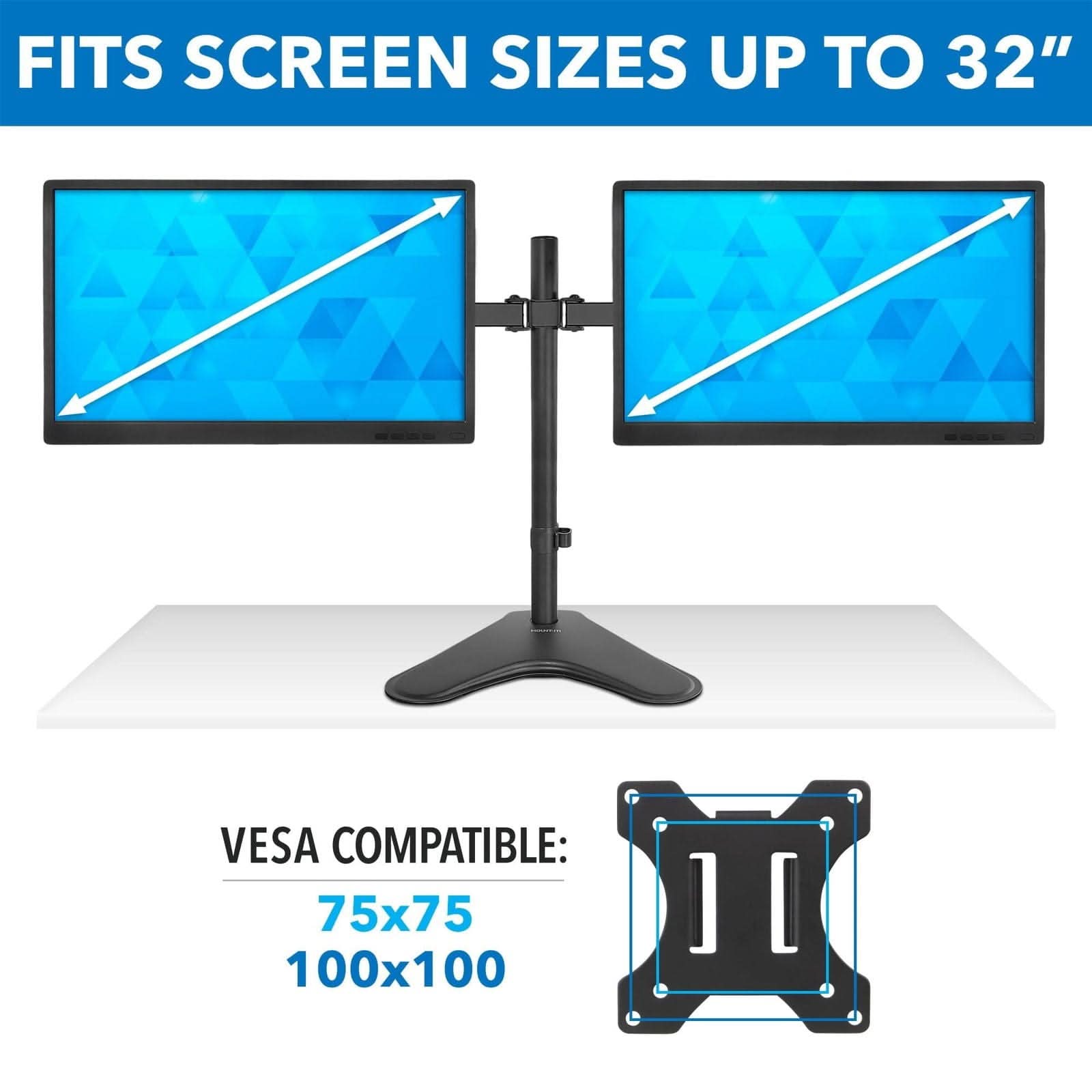 Mount-It! Dual Monitor Desk Stand for monitors up to 32" | MI-2781 - Thumbnail 3