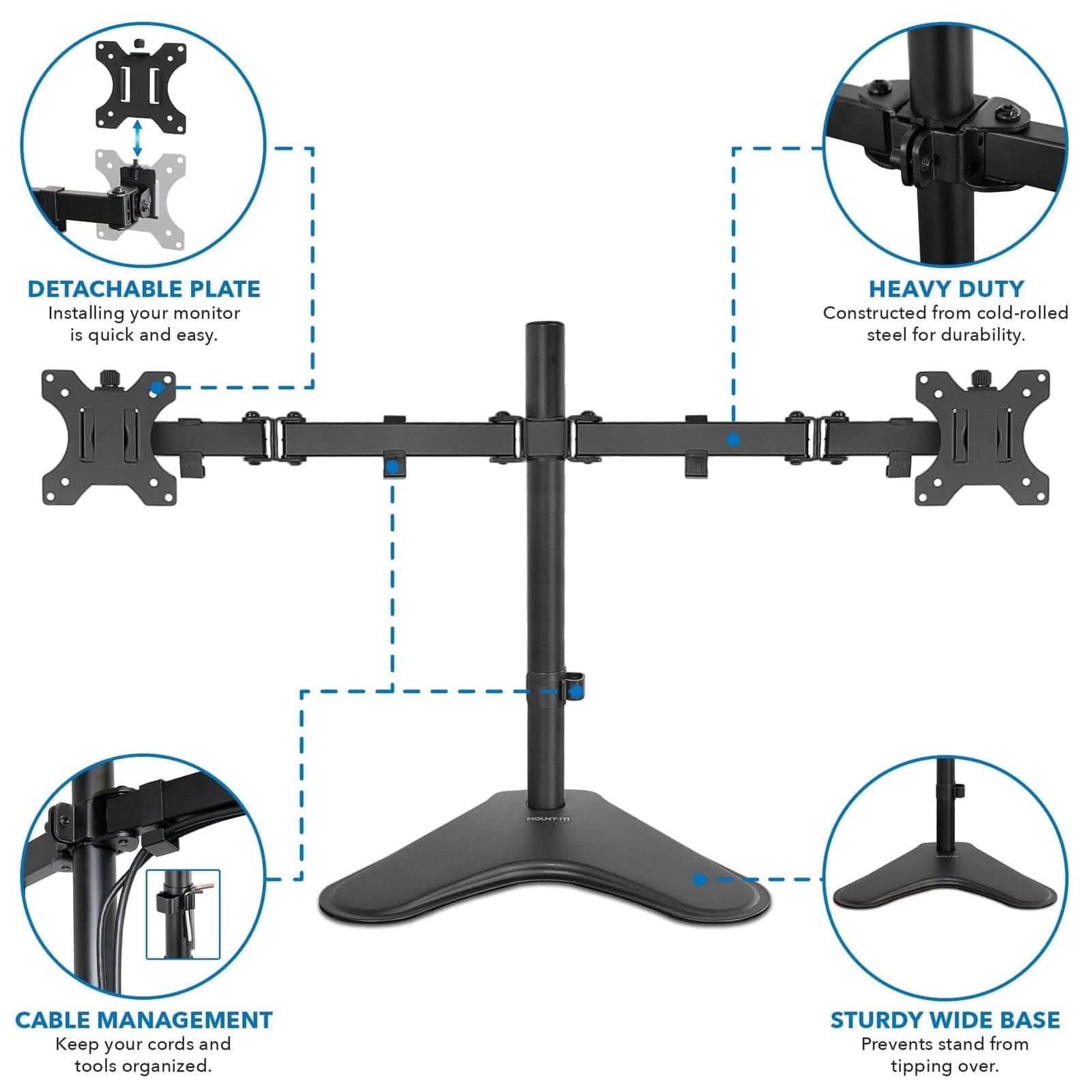 Mount-It! Dual Monitor Desk Stand for monitors up to 32" | MI-2781 - Thumbnail 2