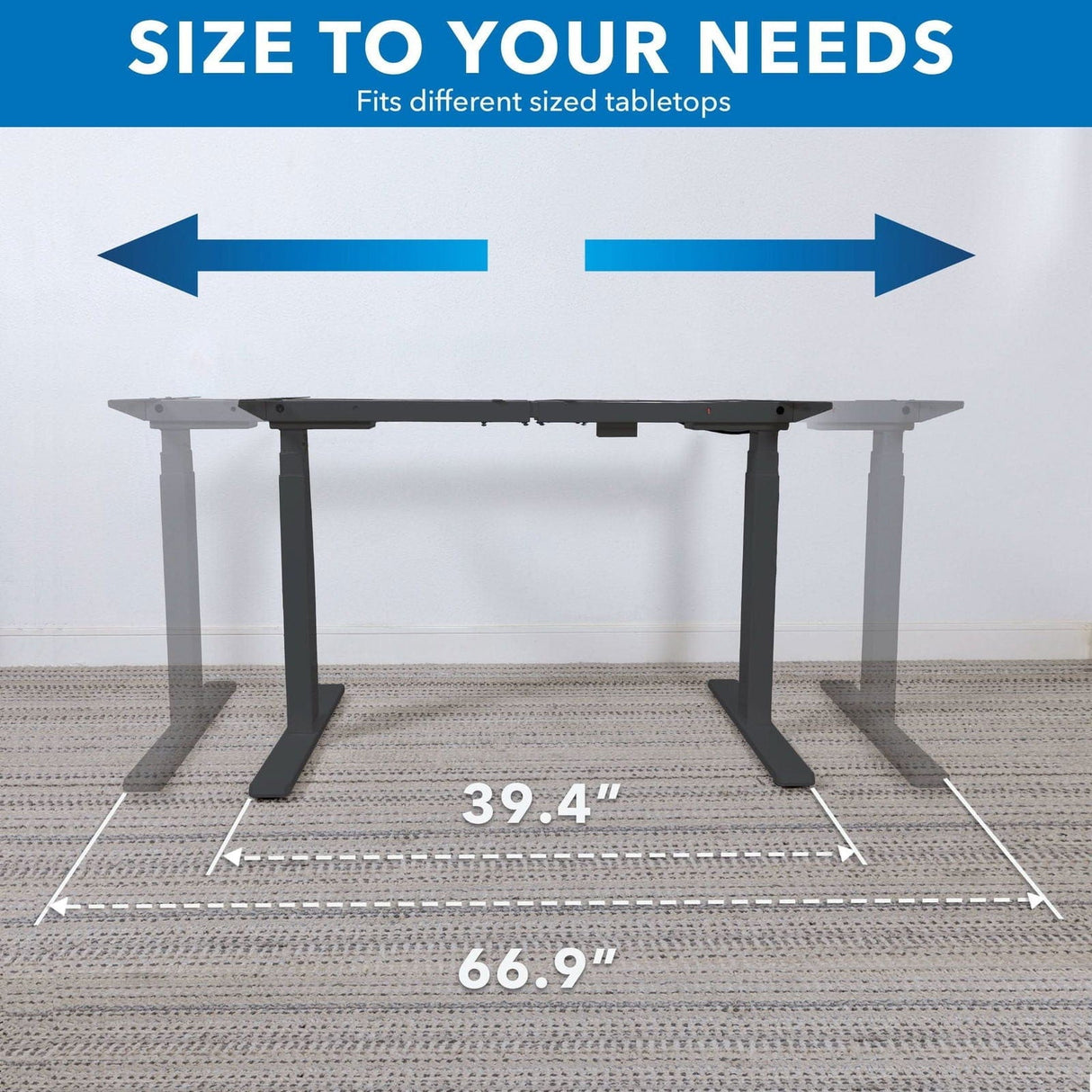 Desk Frame - Dual-Motor, 3-Stage Electric Standing Desk Frame - Mount-It! -