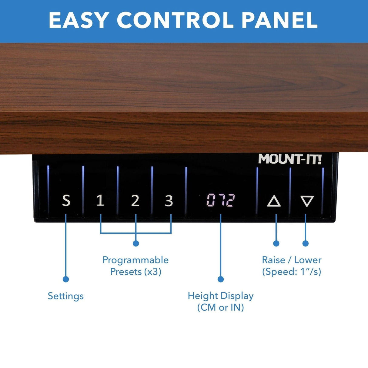 Standing Desk - Dual Motor Electric Standing Desk with 55" Tabletop - Black Base - Mount-It! -