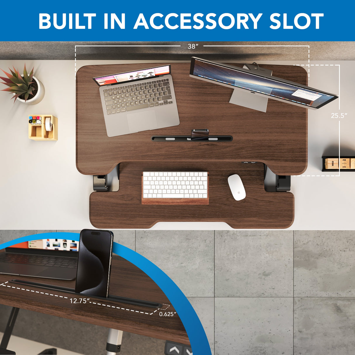 Desk Converters - Electric Standing Desk Converter with 38" Desktop - Mount-It! -