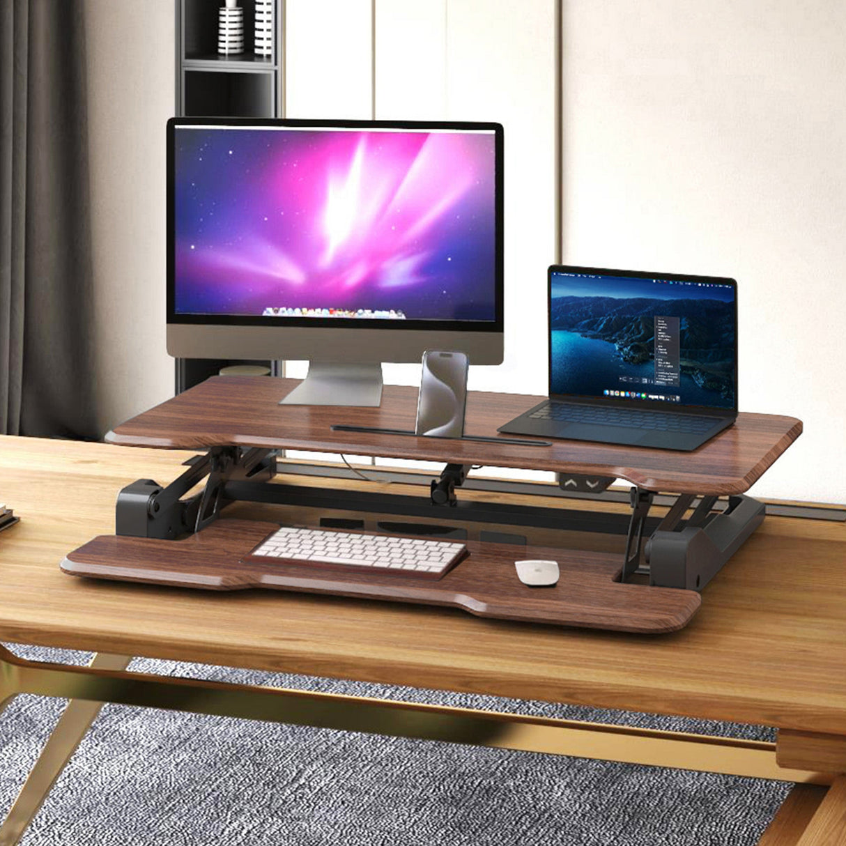 Desk Converters - Electric Standing Desk Converter with 38" Desktop - Mount-It! -