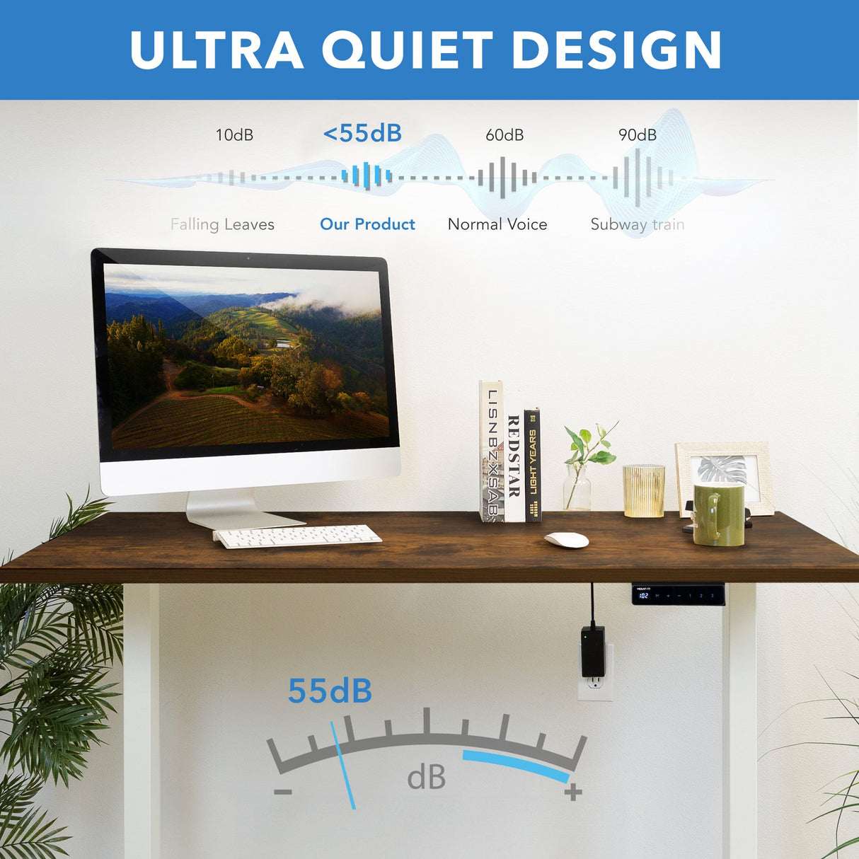 Standing Desk - Electric Standing Desk with 55" Tabletop - White Base - Mount-It! -