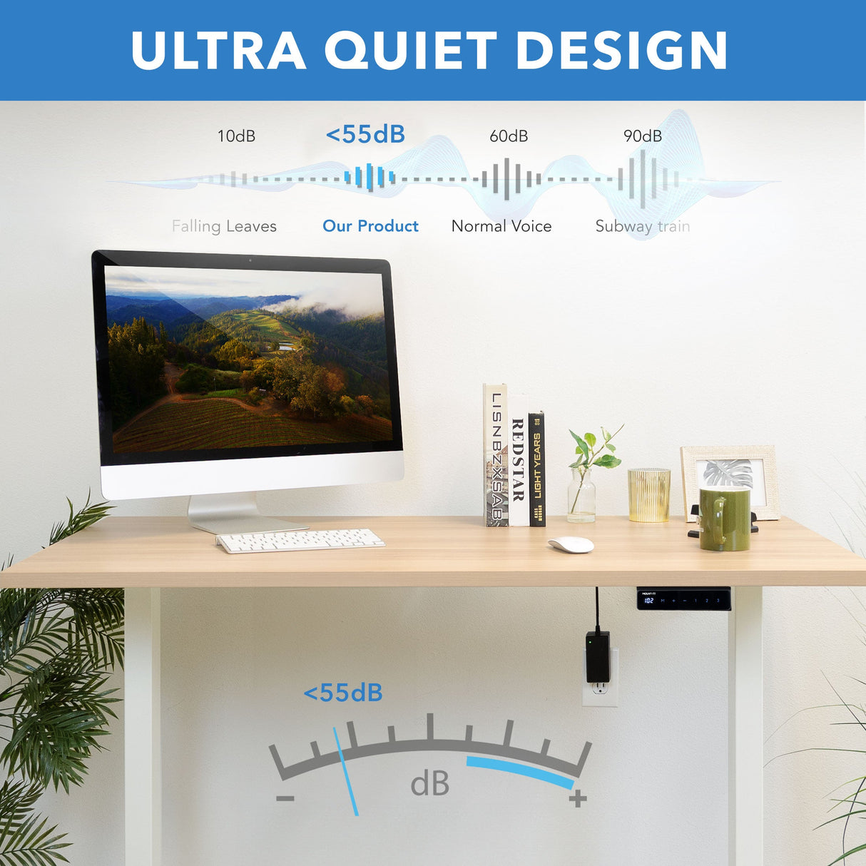 Standing Desk - Electric Standing Desk with 55" Tabletop - White Base - Mount-It! -