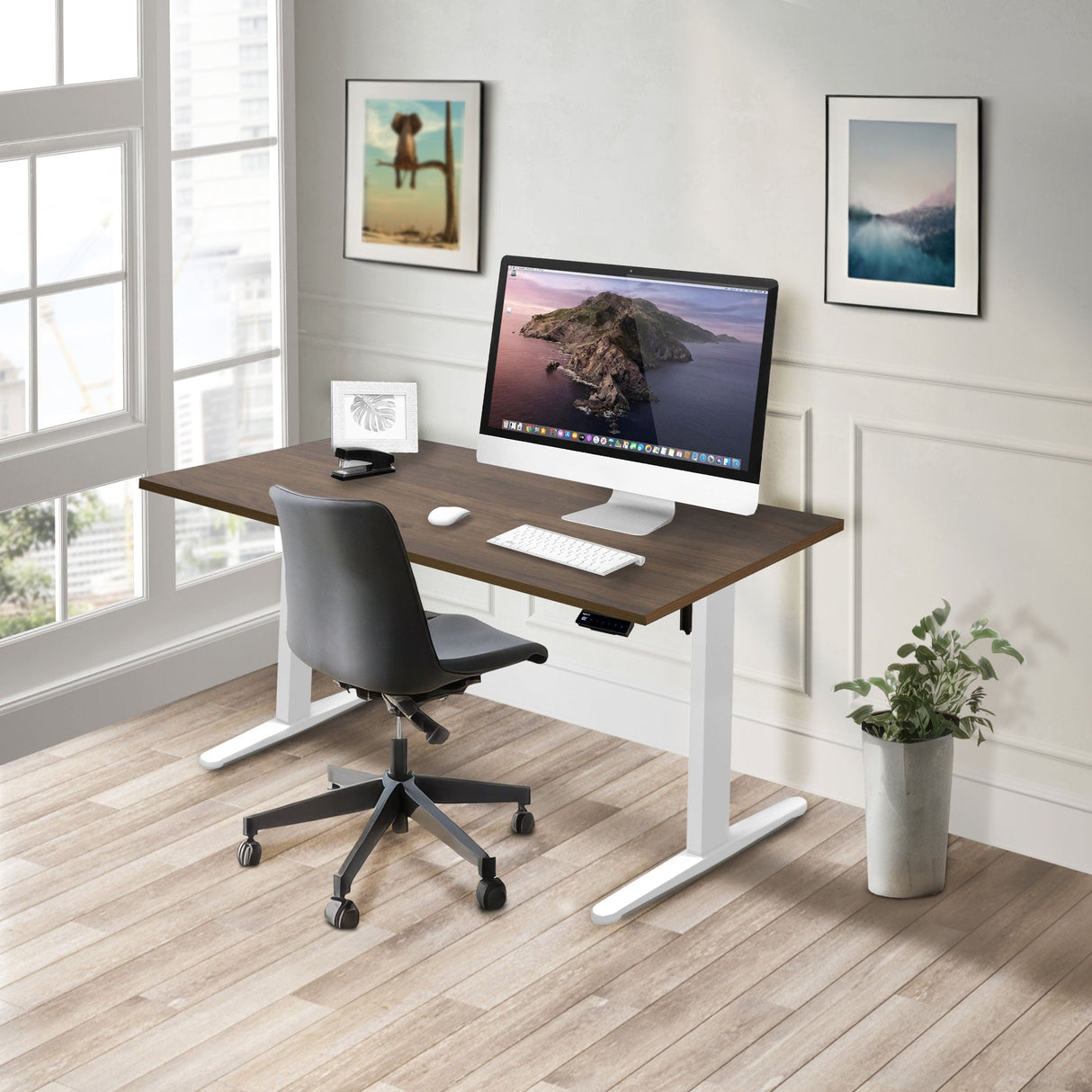 Standing Desk - Electric Standing Desk with 55" Tabletop - White Base - Mount-It! -