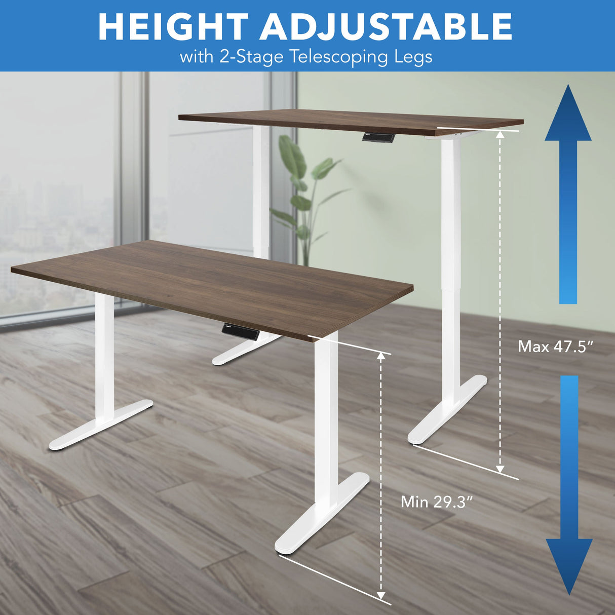 Standing Desk - Electric Standing Desk with 55" Tabletop - White Base - Mount-It! -
