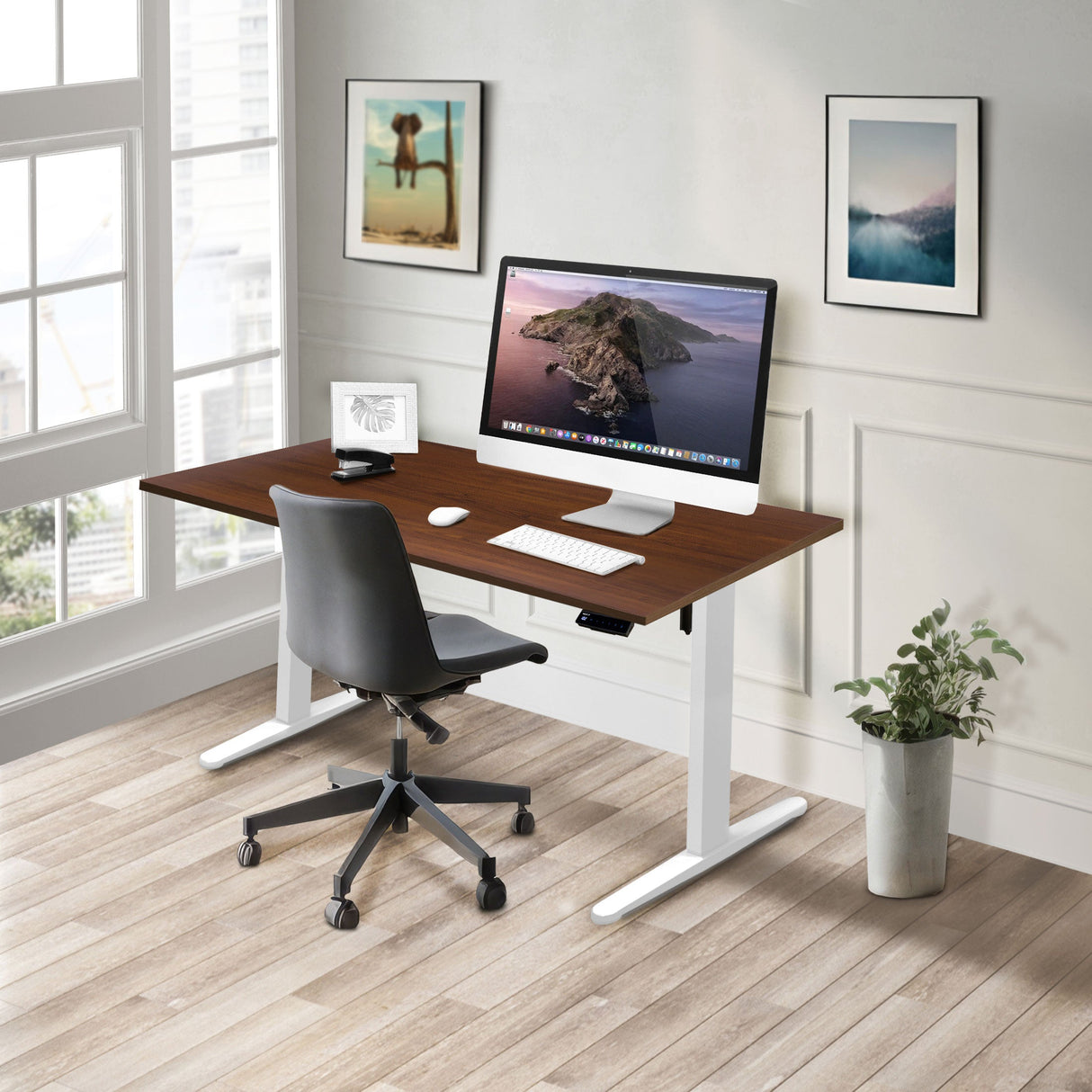 Standing Desk - Electric Standing Desk with 55" Tabletop - White Base - Mount-It! -