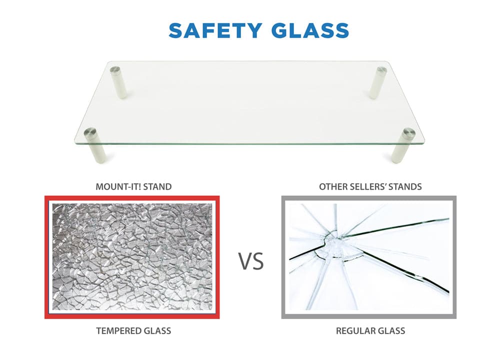Monitor Risers - Ergonomic Glass Monitor & Laptop Desk Riser - Mount-It! - MI-7263