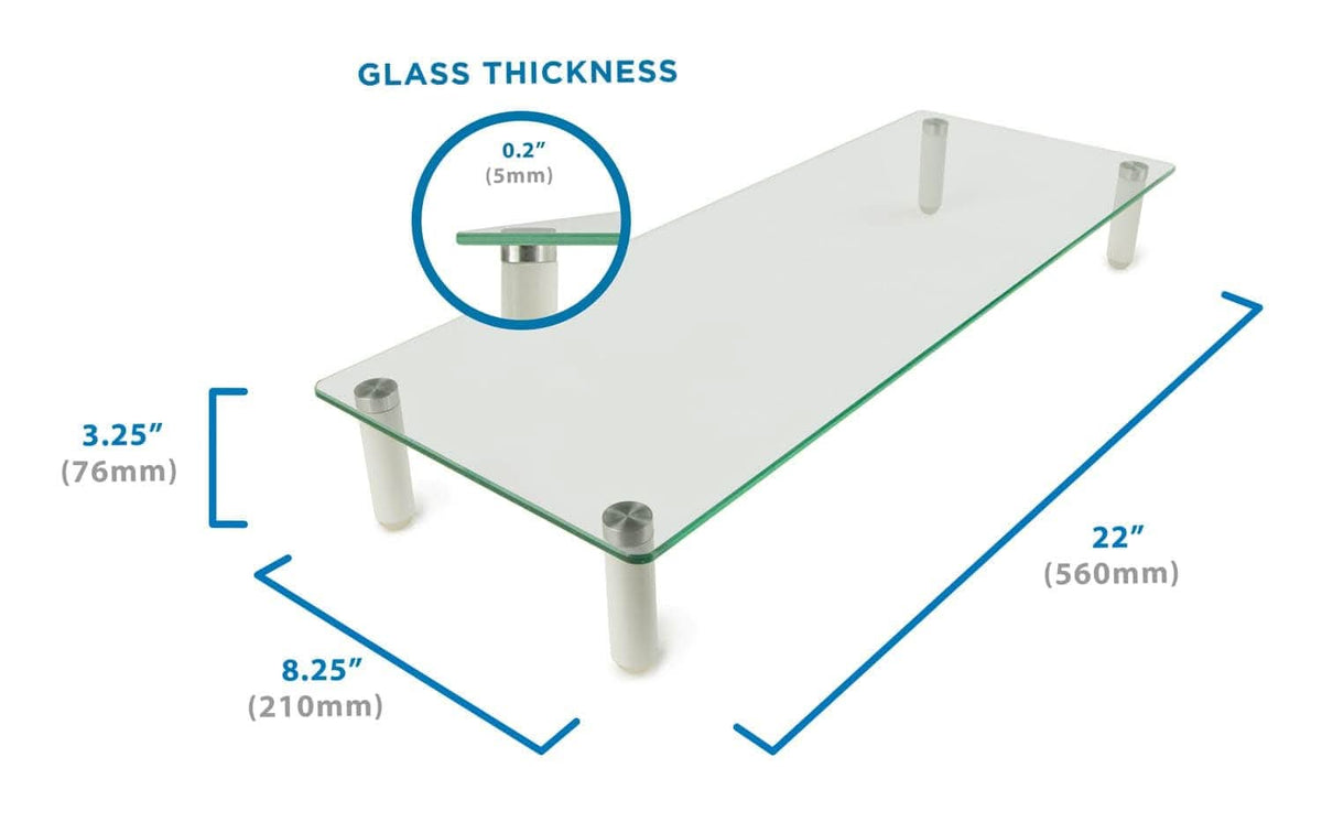 Glass Top Desk Riser Glass Monitor & Laptop Desk Riser – 44 lb, 22