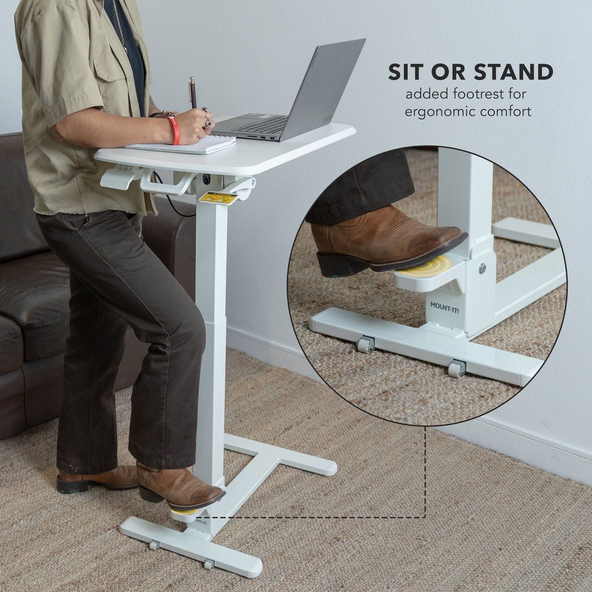 Mobile Standing Desk - Foldable Rolling Overbed Table - Mount-It! - MI-8046