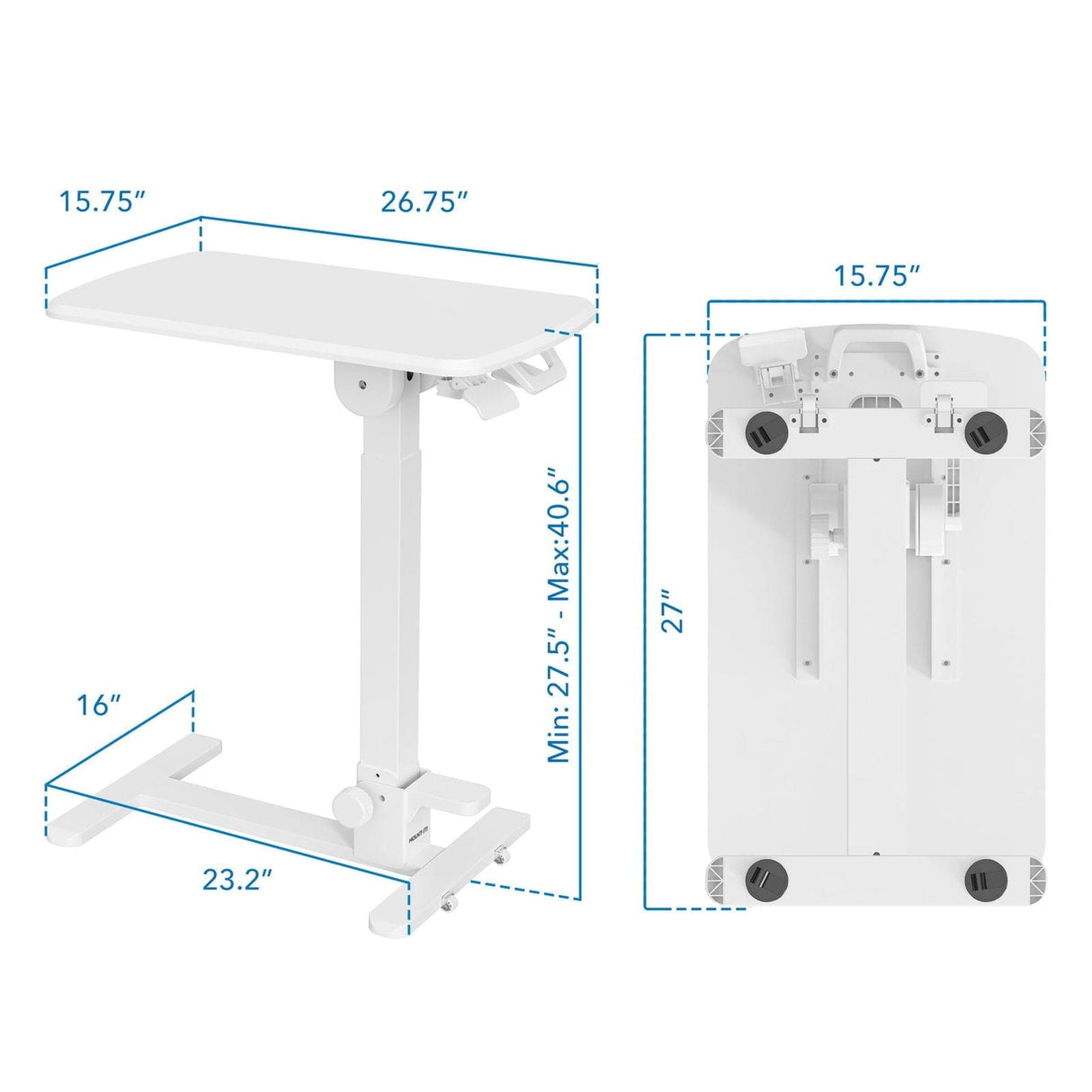 Mobile Standing Desk - Foldable Rolling Overbed Table - Mount-It! - MI-8046