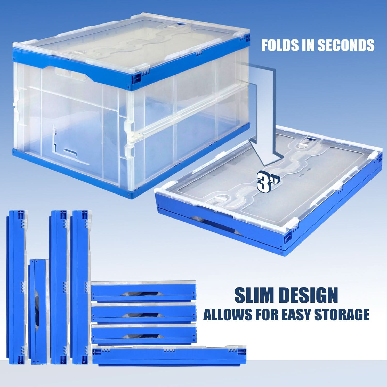 Mount-It! Folding Plastic Storage Crate - 3-Pack - Thumbnail 5