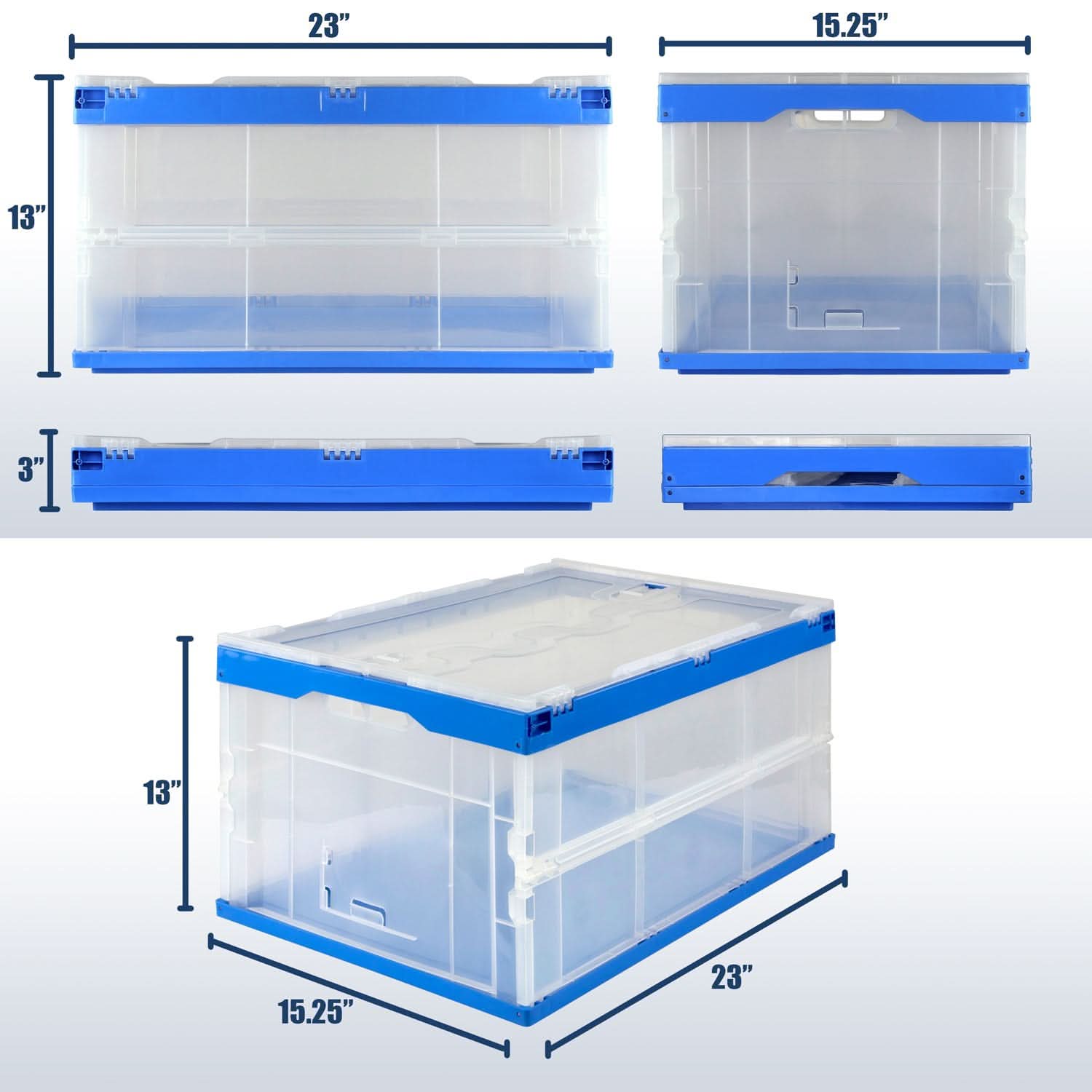 Mount-It! Folding Plastic Storage Crate - 3-Pack - Thumbnail 4