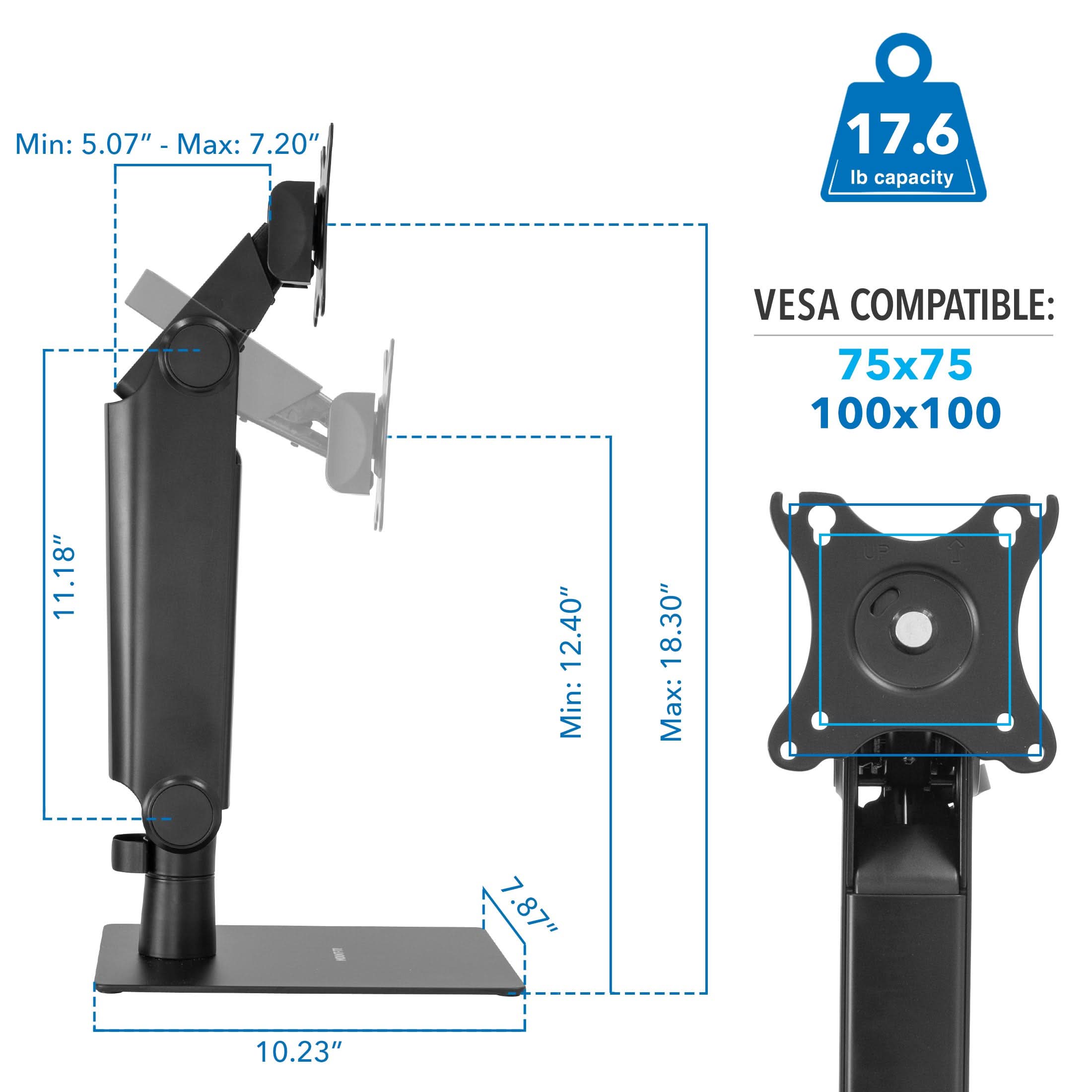 Mount-It! Freestanding Monitor Arm With Height Adjustment for monitors up to 32" | holds up to 17.6 lbs | MI-2757 - Thumbnail 3