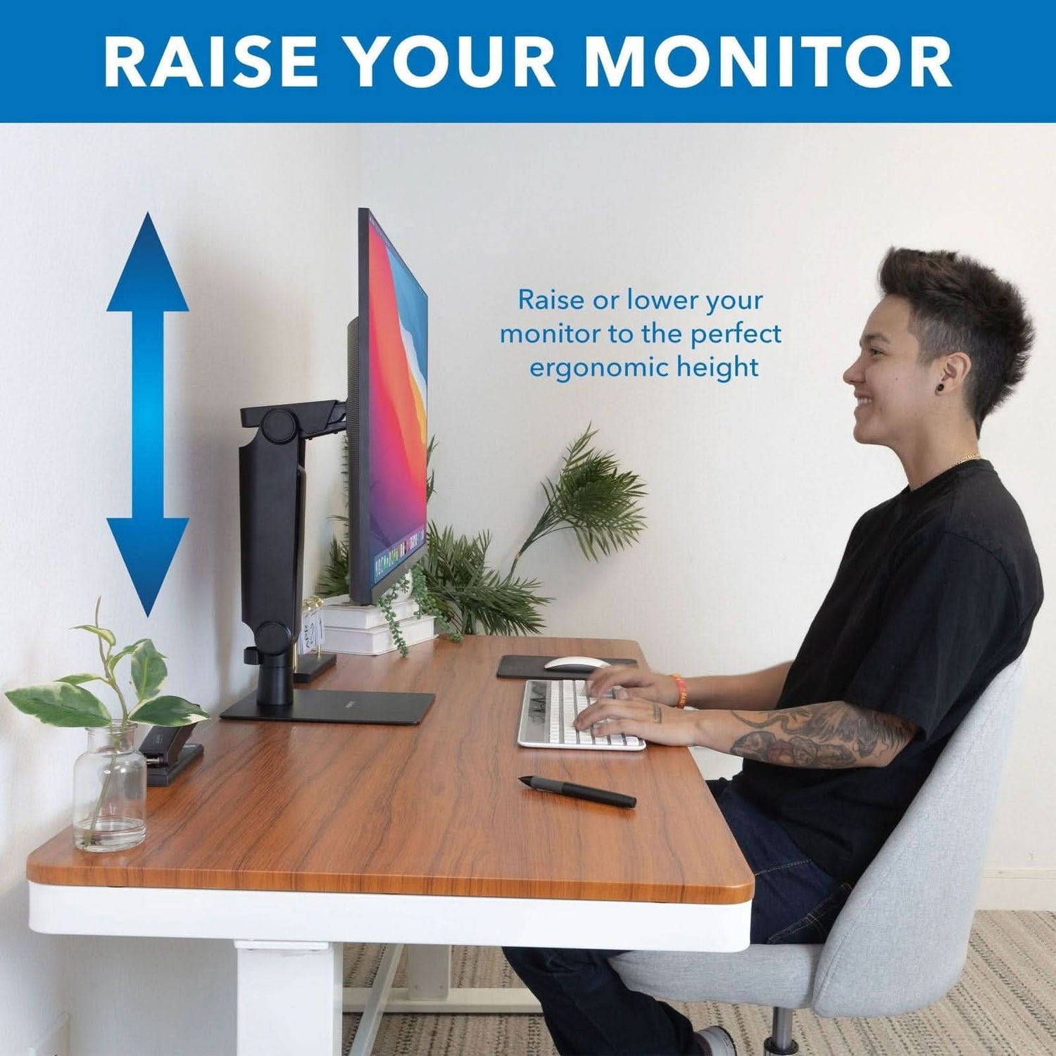 Mount-It! Freestanding Monitor Arm With Height Adjustment - Mount-It ...