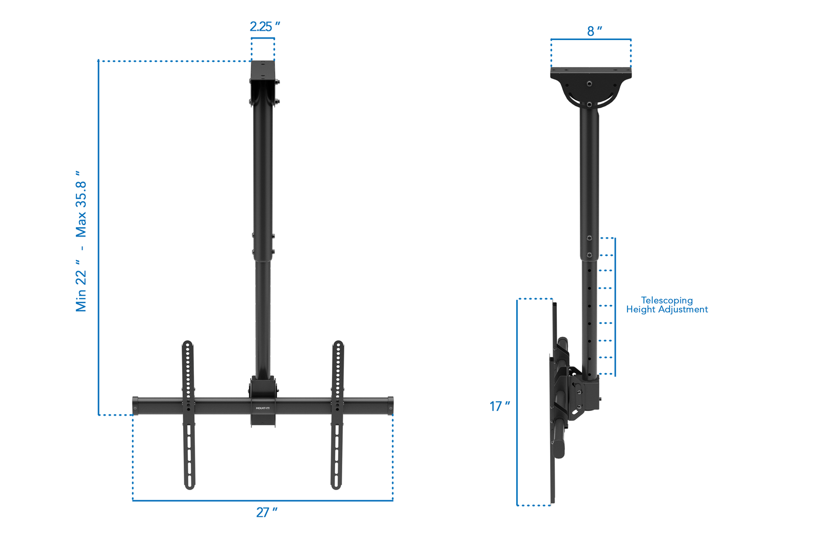 Mount-It! Full-Motion TV Ceiling Mount for 32" to 75" TVs | holds up to 175 lbs | MI-501B - Thumbnail 2