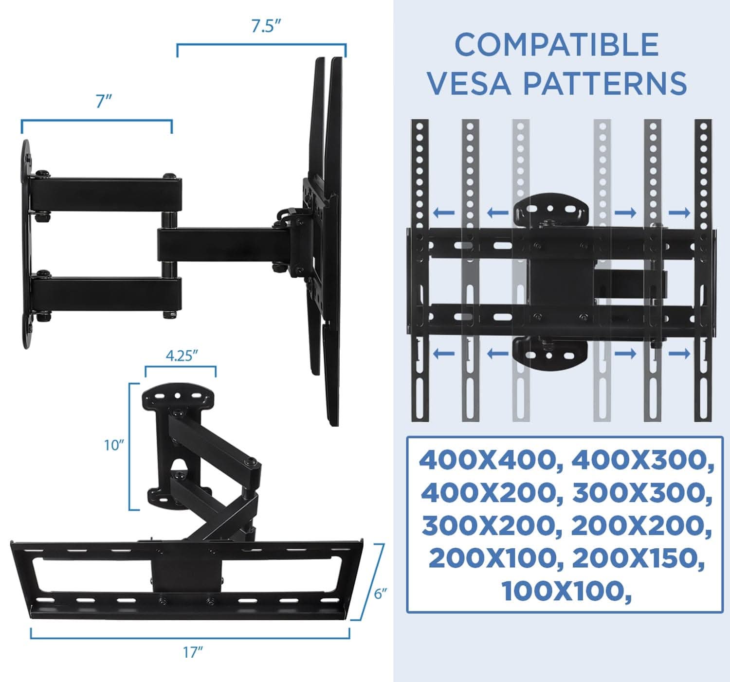 Mount-It! Full Motion Corner TV Wall Mount for 19" to 55" TVs | holds up to 66 lbs | MI-4471 - Thumbnail 4
