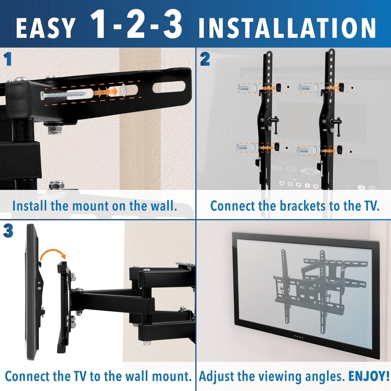 Mount-It! Full Motion Dual Arm TV Wall Mount w/ Extension for 19" to 50" TVs | holds up to 115 lbs | MI-4461 - Thumbnail 5