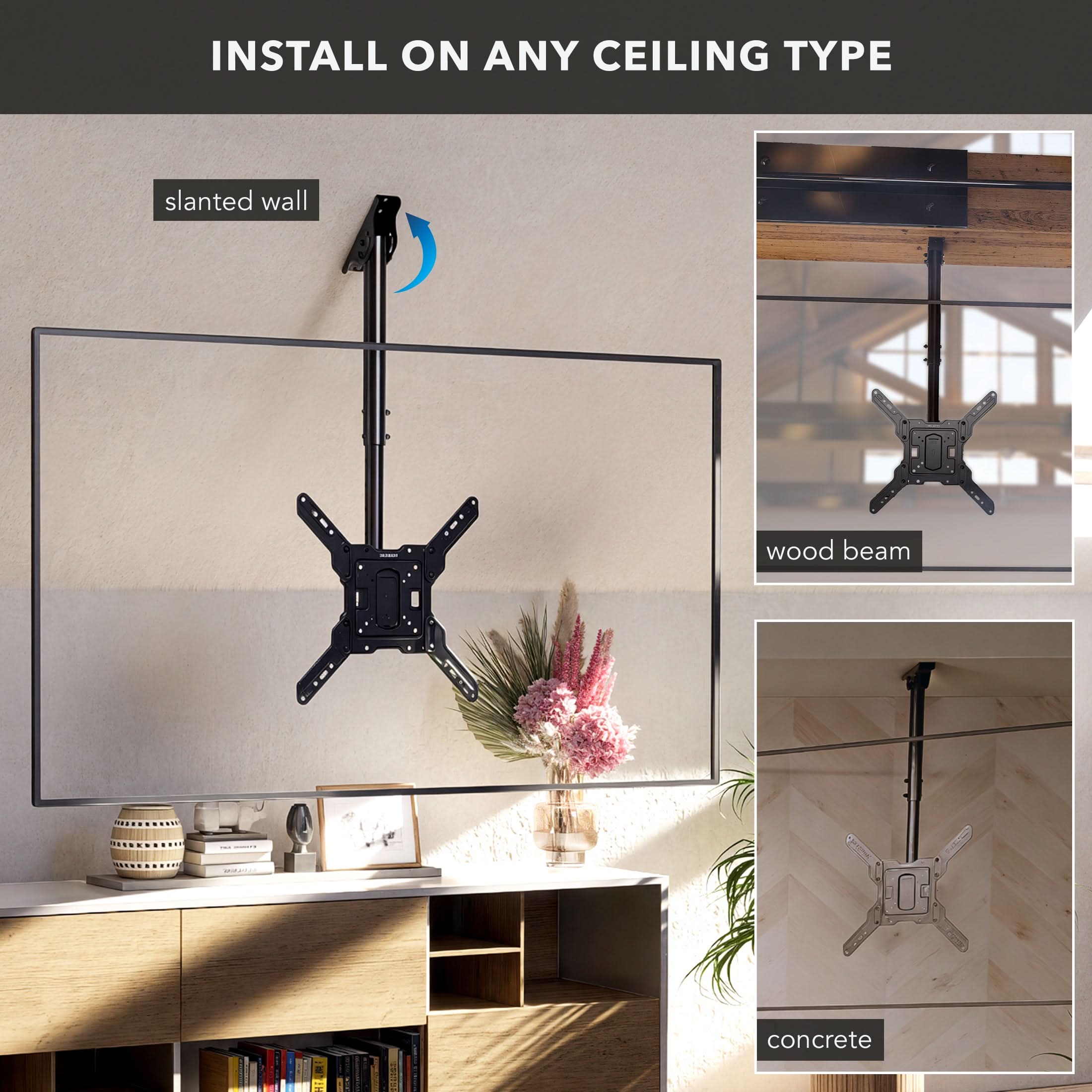 Mount-It! Full Motion Height Adjustable Ceiling TV Mount - Thumbnail 2
